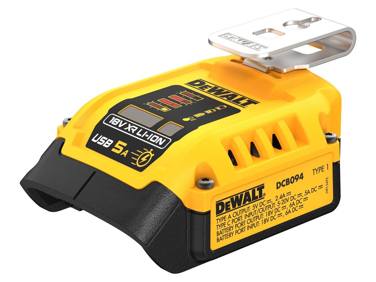 DeWalt mit Powerbank-Funktion Ladestation (5000 mA, Set, für 18 u. 54 Volt Akkus, auch als Powerbank einsetzbar, LED-Anzeige)
