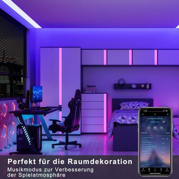 Nettlife LED Stripe 10m RGB Selbstklebend Bänder Dimmbarmit Fernbedienung und App, Musikfunktion, Timer-Funktion