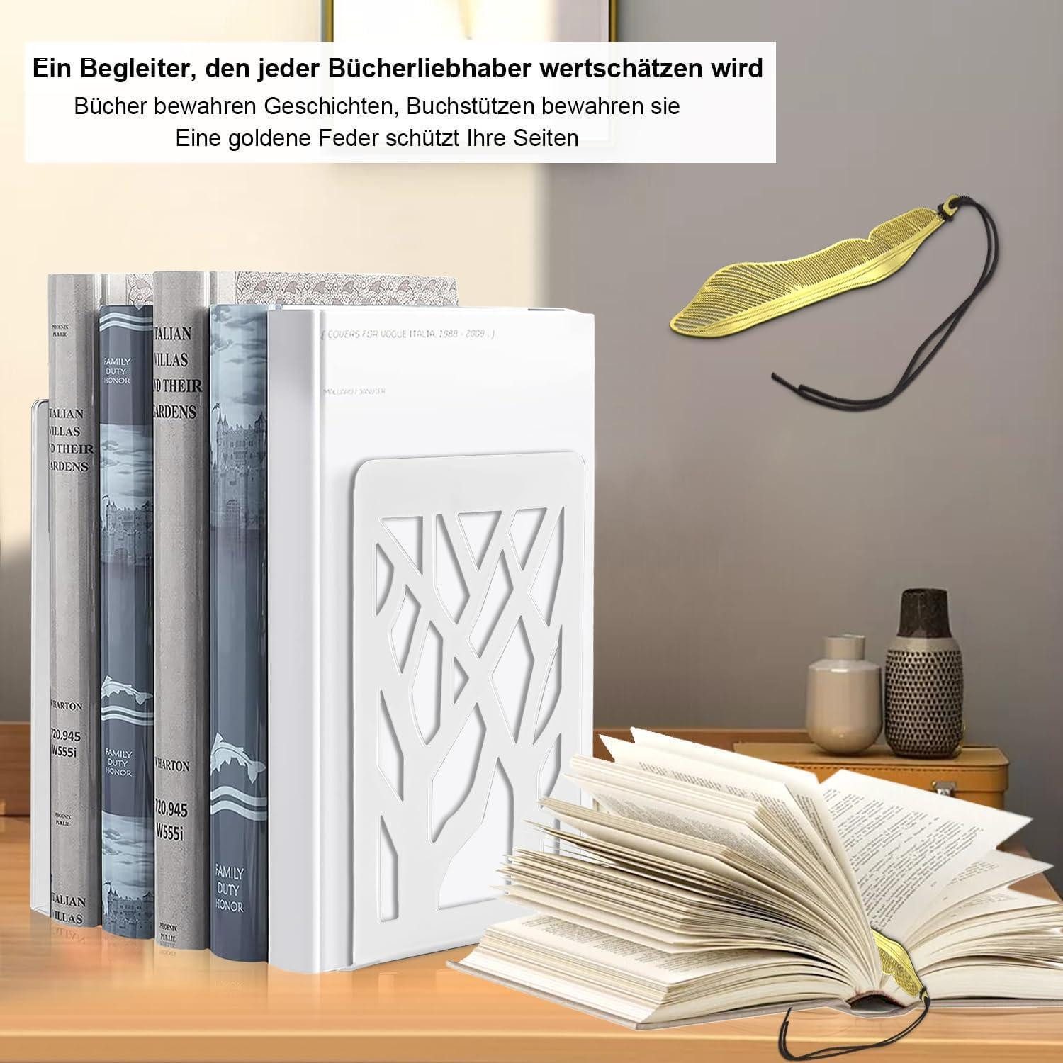 LuxusKollektion Buchstütze Buchstützen Metall Bücherhalter Regal Bookends DVDs Weiss 1 Paar
