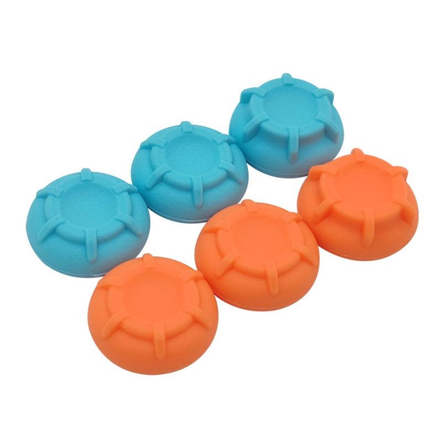 Wigento Handyhülle Für Nintendo Switch 2 Silikon 6 in 1 Joystick Kappen Set Orange / Blau, 6-teiliges Set aus griffigem Silikon zur Stick-Abdeckung