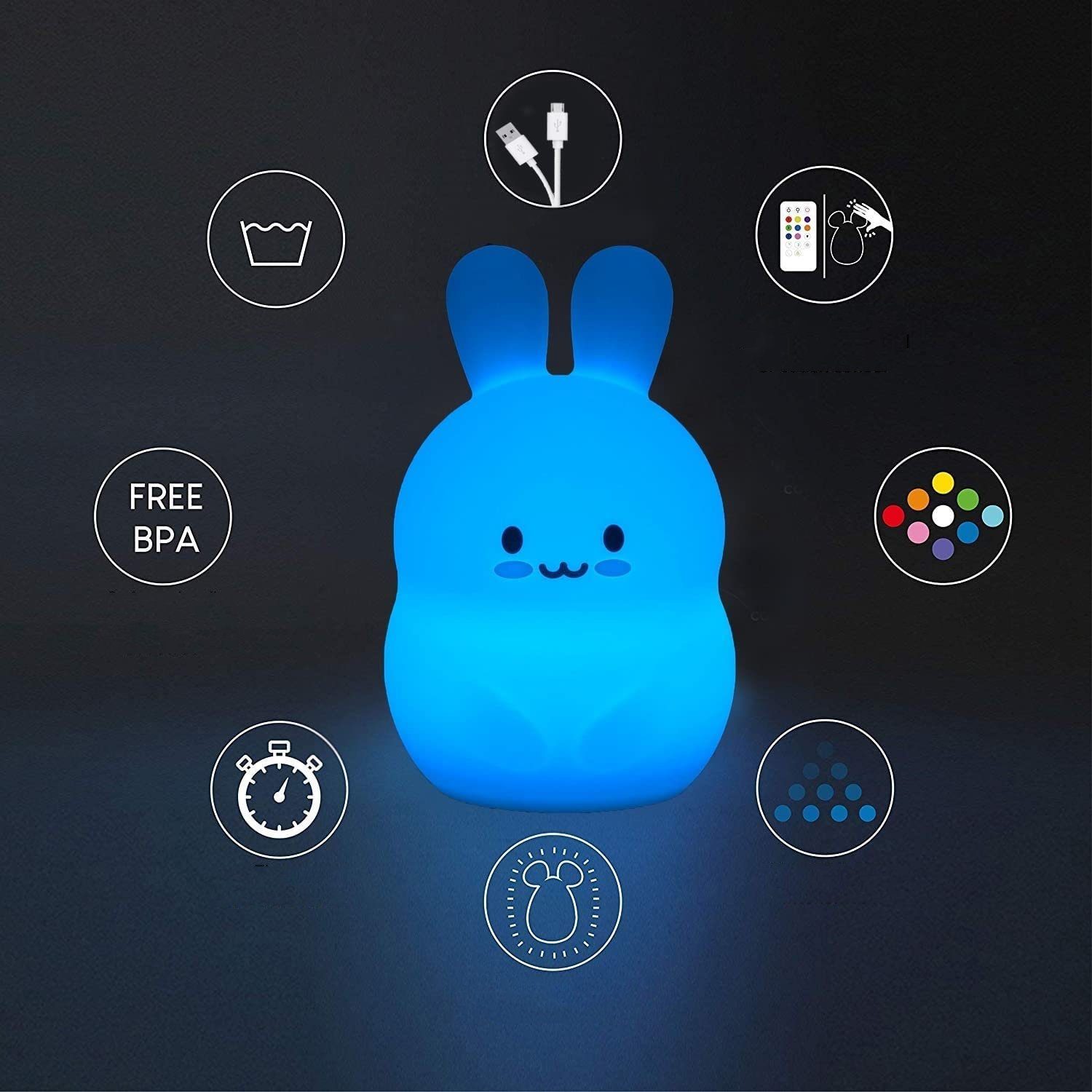 Nachtlampe GelldG USB Dimmbar LED mit Nachtlicht Baby Nachtlicht Silikon Fernbedienung