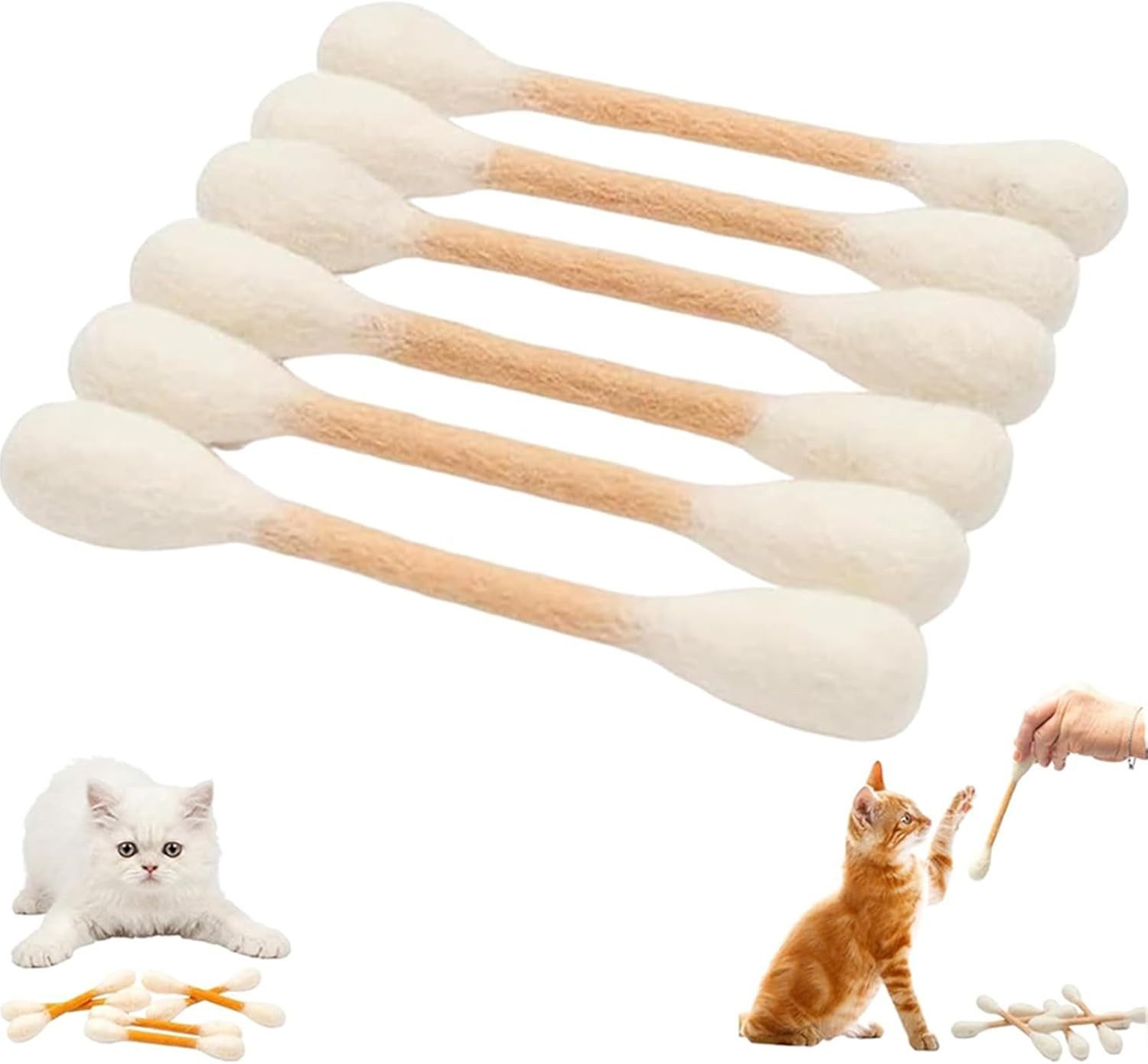 FELIXLEO Tier-Beschäftigungsspielzeug 6 Wattestäbchen Katzenspielzeug mit Katzenminze Kauzahnseil Set