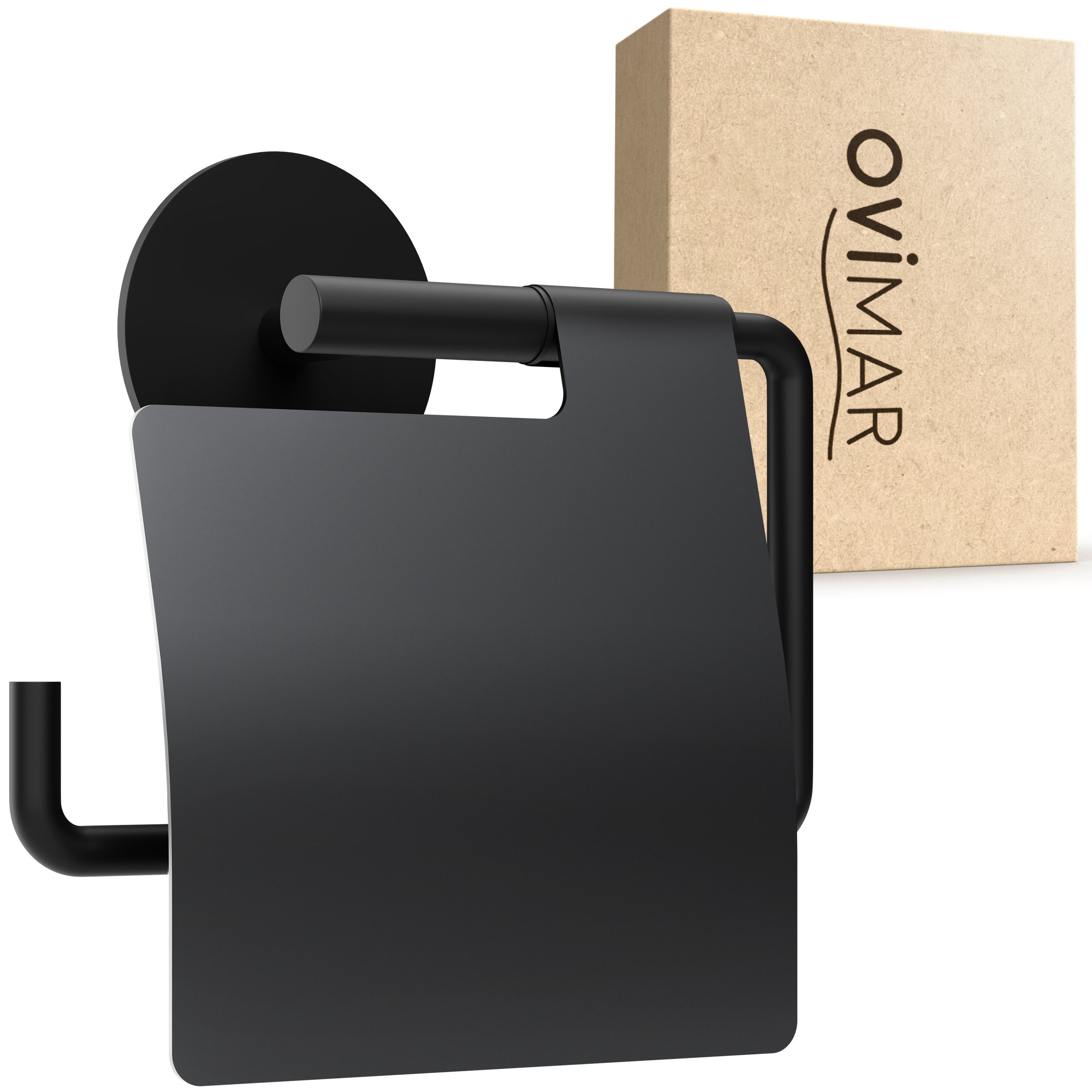 ovimar Toilettenpapierhalter Heroya (1-St), aus Edelstahl in Schwarz zur Zu günstig online kaufen