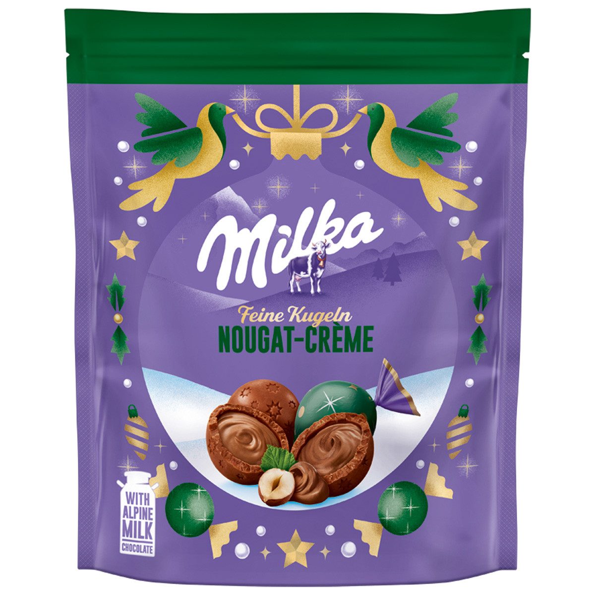 MILKA Schokolade, Milka Feine Kugeln Nougat Creme aus Alpenmilchschokolade 90g
