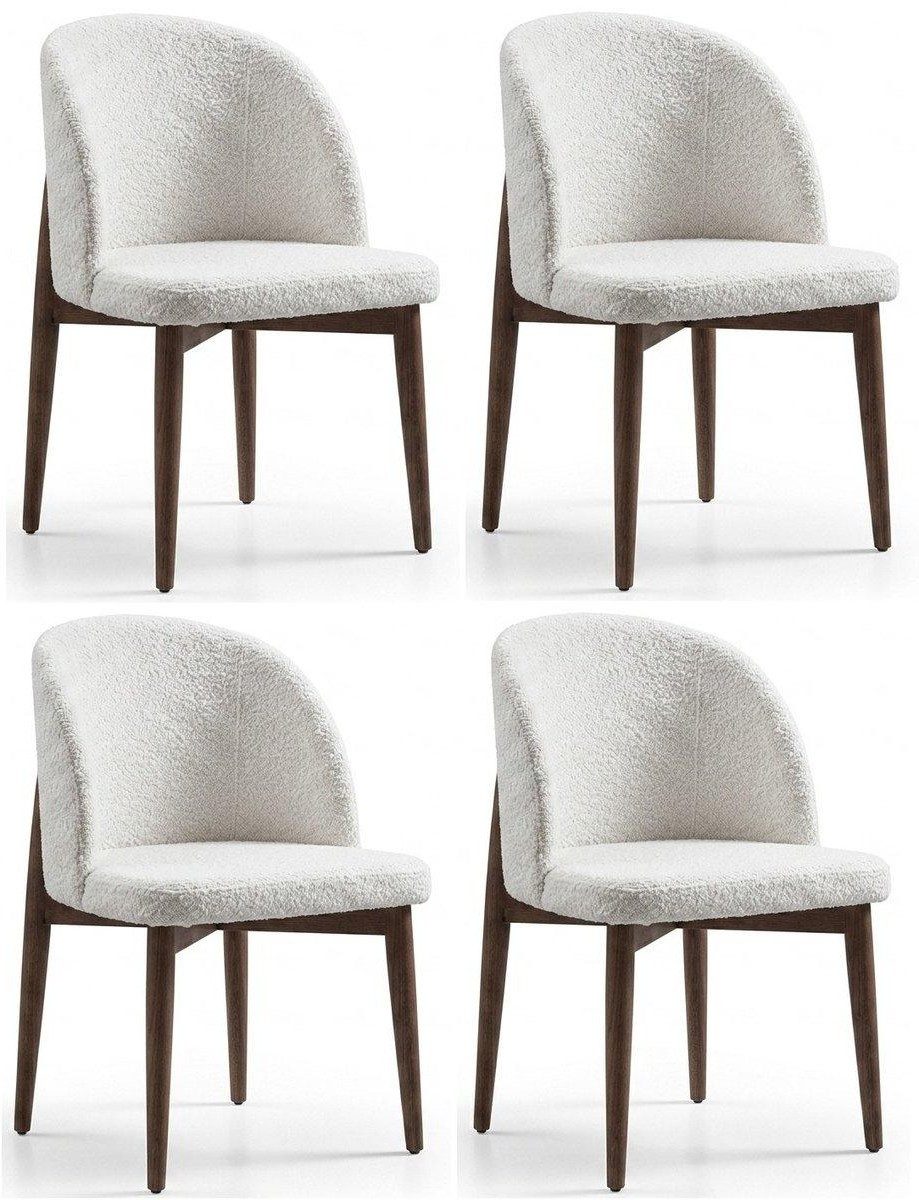 Xlmoebel Sitzgruppe Modernes Weißes 4er Stuhl set Textil Holz Polsterstühle Esszimmer, (4-tlg., 4er-Set)