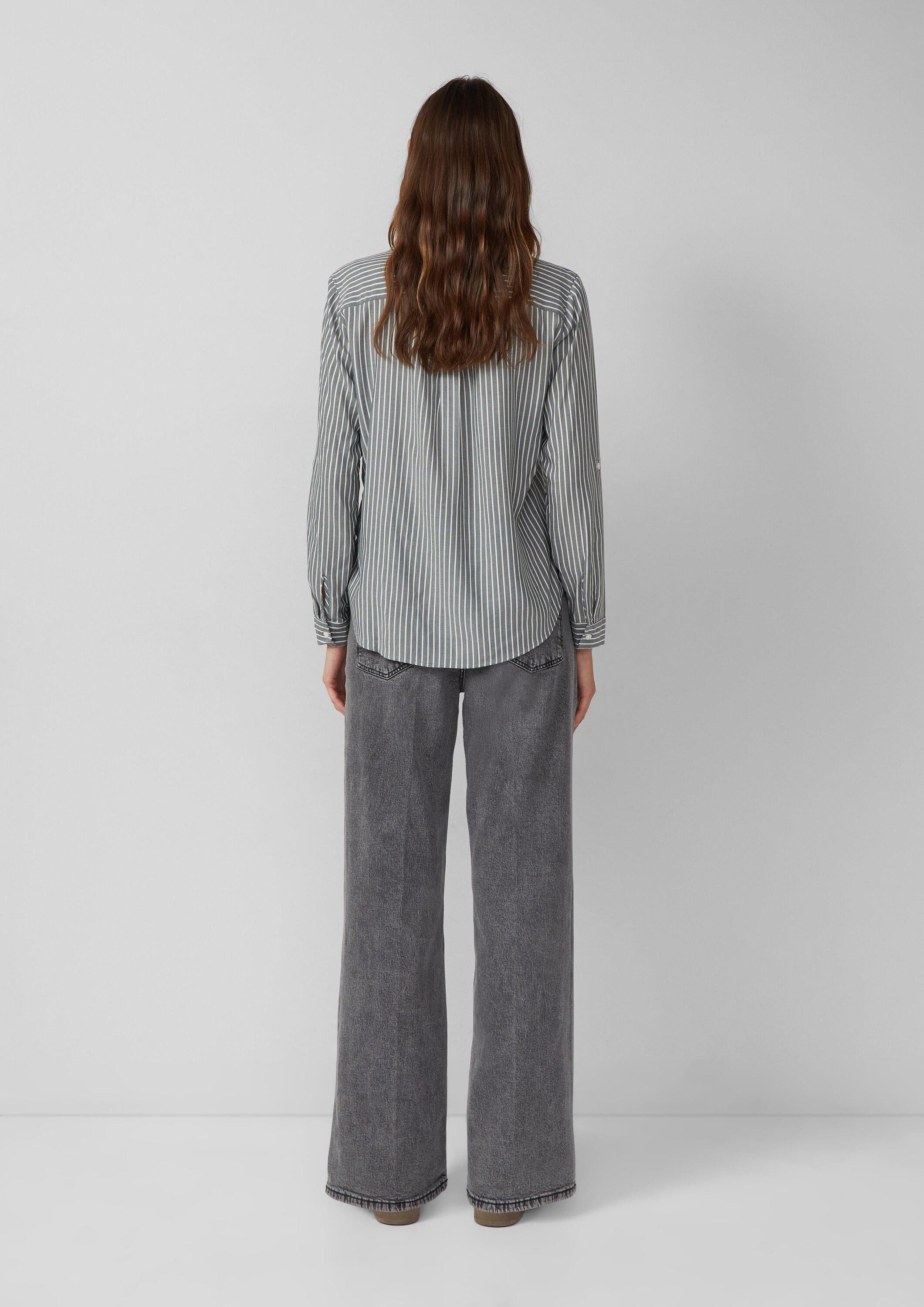 s.Oliver Langarmbluse Bluse Gestreifte Bluse aus Viskose mit Hemdkragen günstig online kaufen