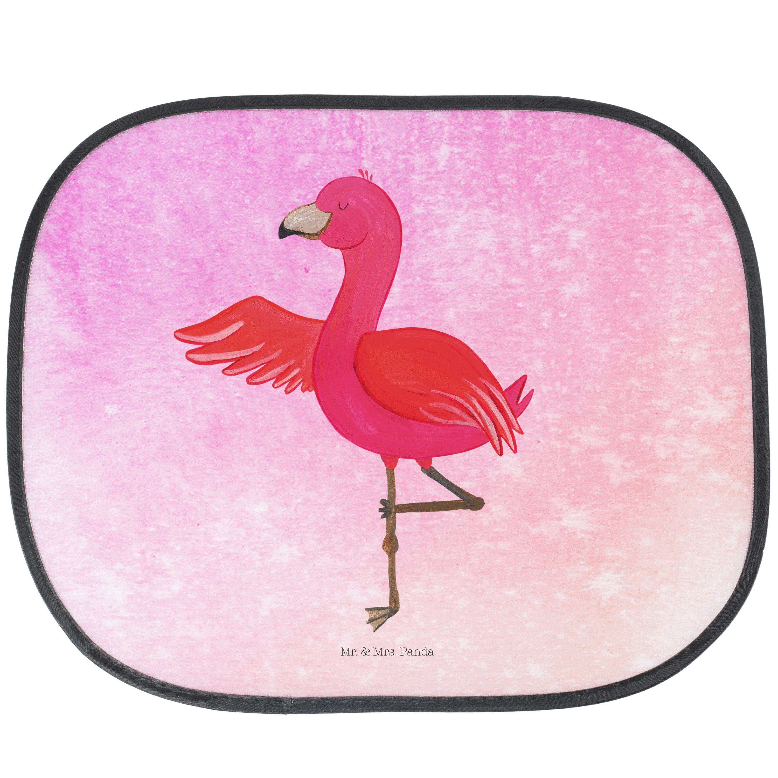 Sonnenschutz Flamingo Yoga - Aquarell Pink - Geschenk, Yoga-Übung, Namaste, Achtsa, Mr. & Mrs. Panda, Seidenmatt