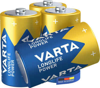 VARTA »4er Pack LONGLIFE POWER D« Batterie, (1,5 V, 4 St), Power Alkaline D Mono LR20 4er Pack - Made in Germany