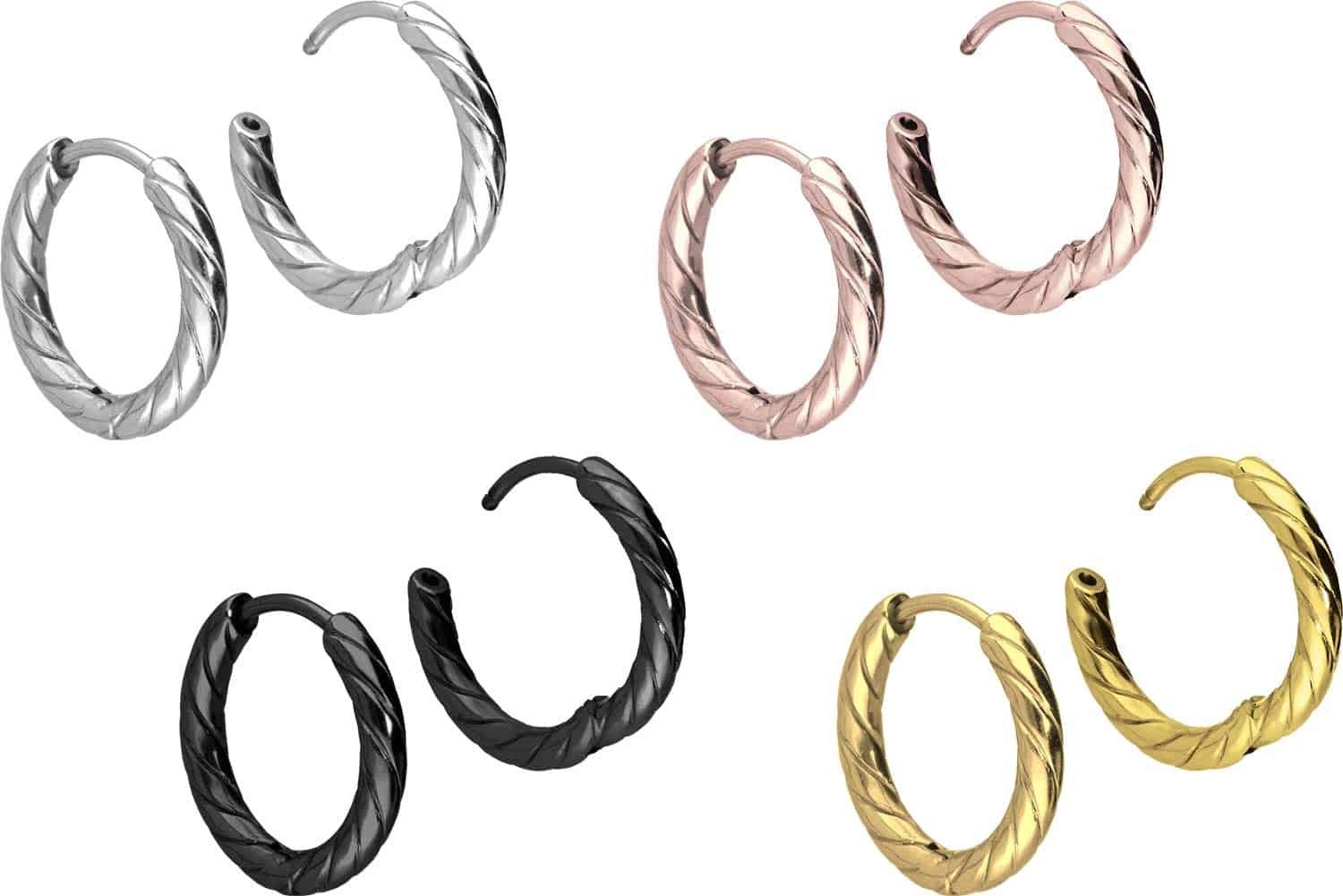 FILANGO Paar Creolen Titan Ohrclicker Creolen GEDREHT (Creolen, 1-tlg)