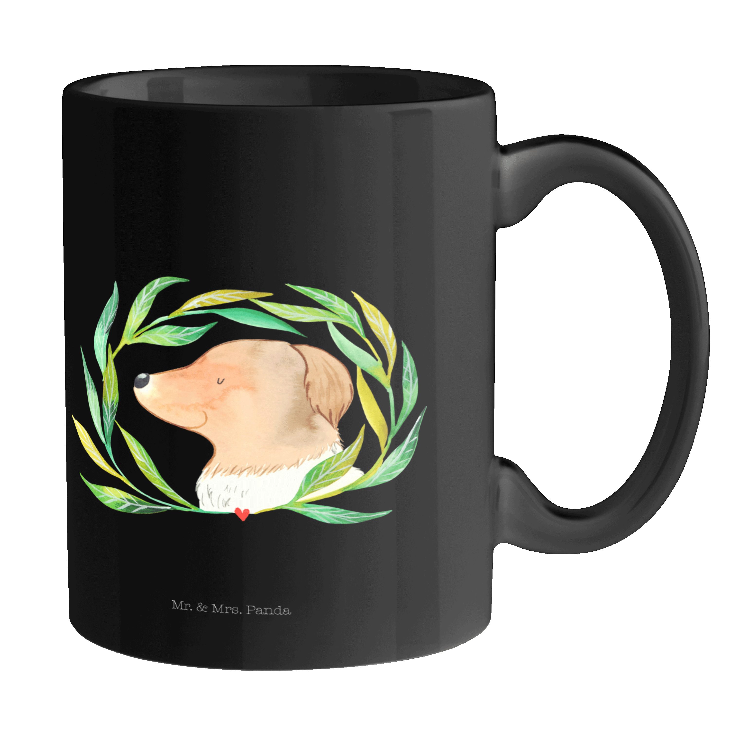 Mr. & - Hund - Schwarz Hundebesitzer, Geschenk, Mrs. Selbsttherapie, Keramik Panda Thera, Schwarz Ranke Tasse
