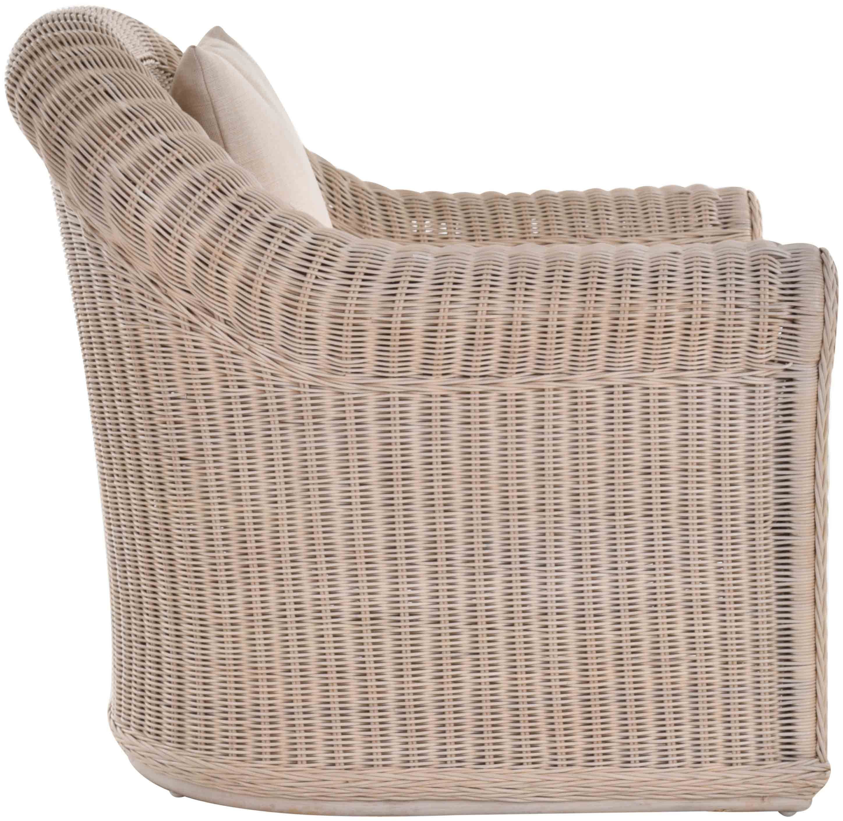 echtem Home Exklusiver aus Vintage Wintergarten Relaxsessel Rattan mit Weiss Wohnzimmersessel Polster Krines