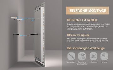 Dripex Badspiegel Badezimmerspiegel LED Wandspiegel mit Touch-Schalter, Beschlagfrei Kaltweiß 6400K Energiesparend