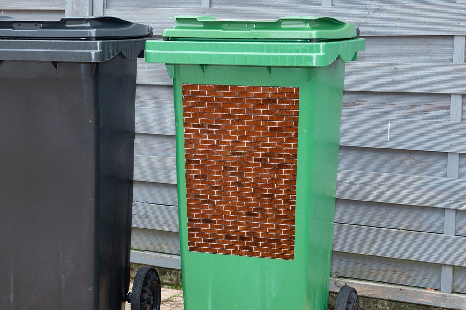 Mülltonne, (1 Container, Wand MuchoWow Ziegel Abfalbehälter Muster St), - Mülleimer-aufkleber, Sticker, Wandsticker -