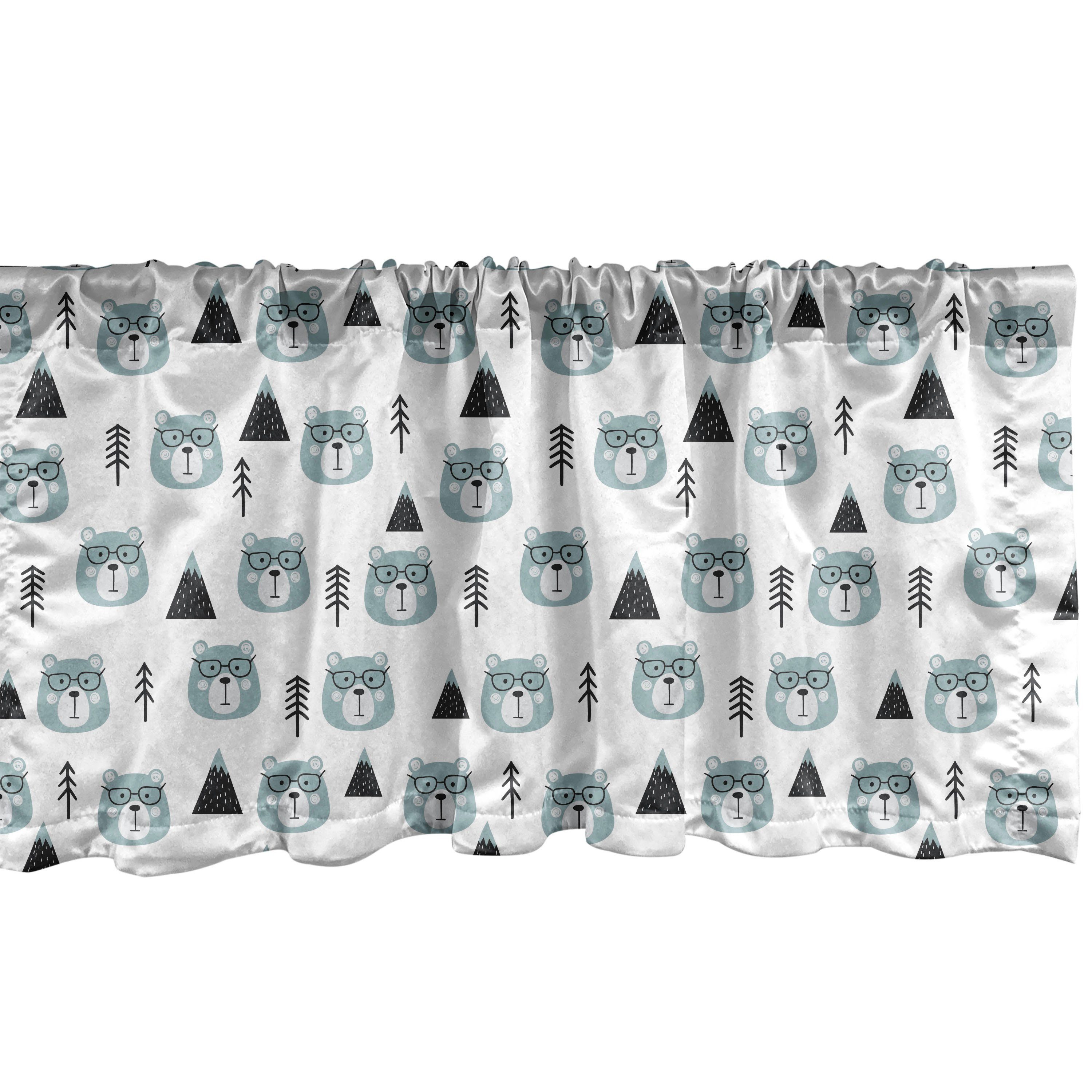Scheibengardine Vorhang Volant für Küche Schlafzimmer Dekor mit Stangentasche, Abakuhaus, Microfaser, Wald Gebirgsbaum und Bären-Kopf
