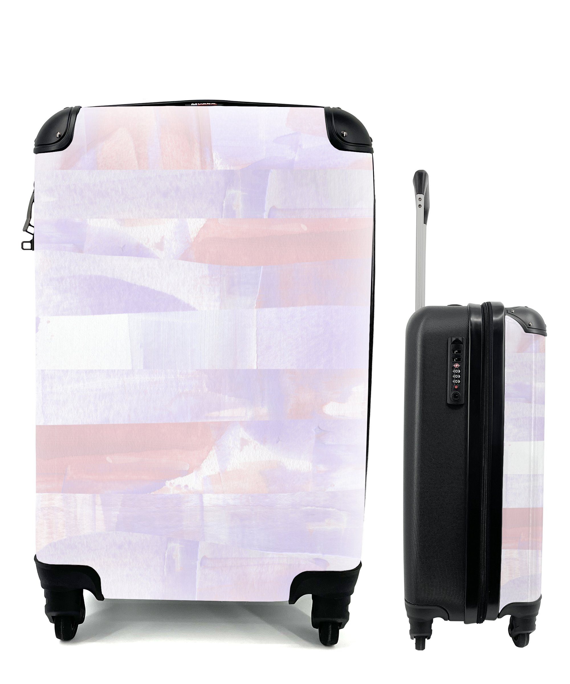 MuchoWow Handgepäckkoffer Rollen, Ferien, für Gestaltung, Trolley, Handgepäck Reisekoffer 4 Farbe mit - Pastell Reisetasche - rollen