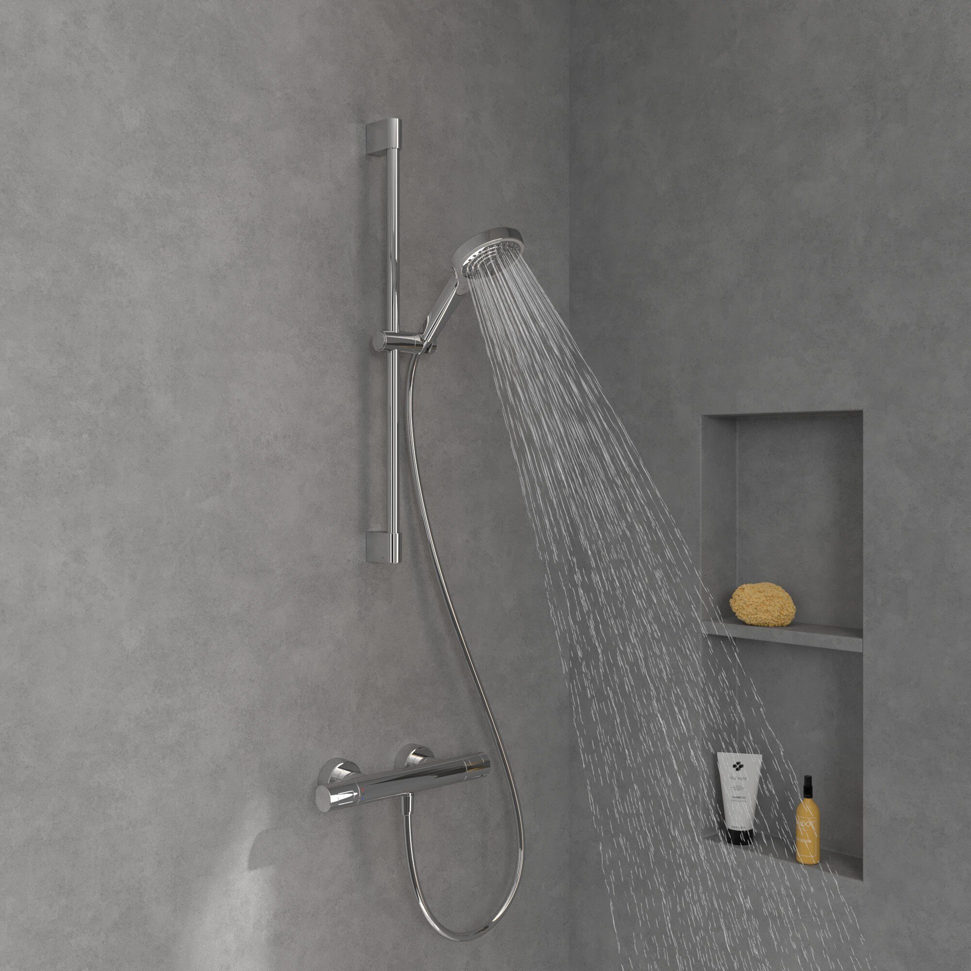 Villeroy & Boch Duschsystem Verve Showers, Höhe 69 cm, 3 Strahlart(en), Duschgarnitur mit drei Strahlarten
