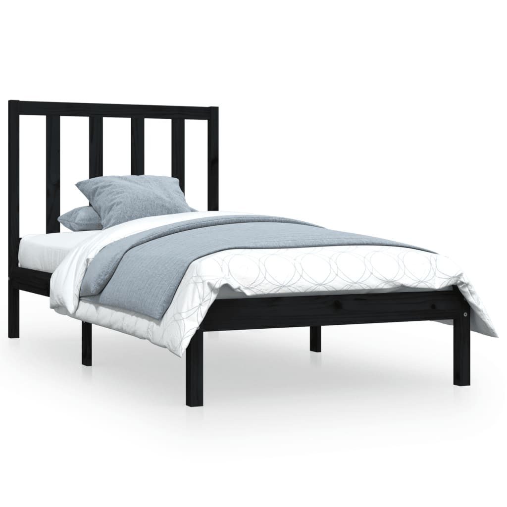 vidaXL Bett Massivholzbett Schwarz Kiefer 100x200 günstig online kaufen