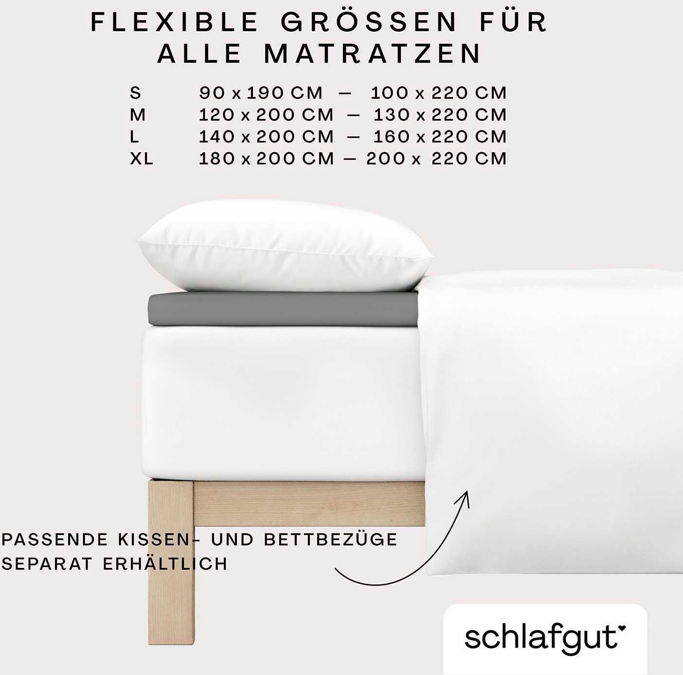 Schlafgut Spannbettlaken PURE TOPPER Bio-Baumwolle mit Elasthan 170 g/m² für Topper bis 10 cm, Jersey-Elasthan, Gummizug: rundum, (1 Stück), PREMIUM Laken für Matratzen bis 10 cm Höhe, dehnbar, blickdicht