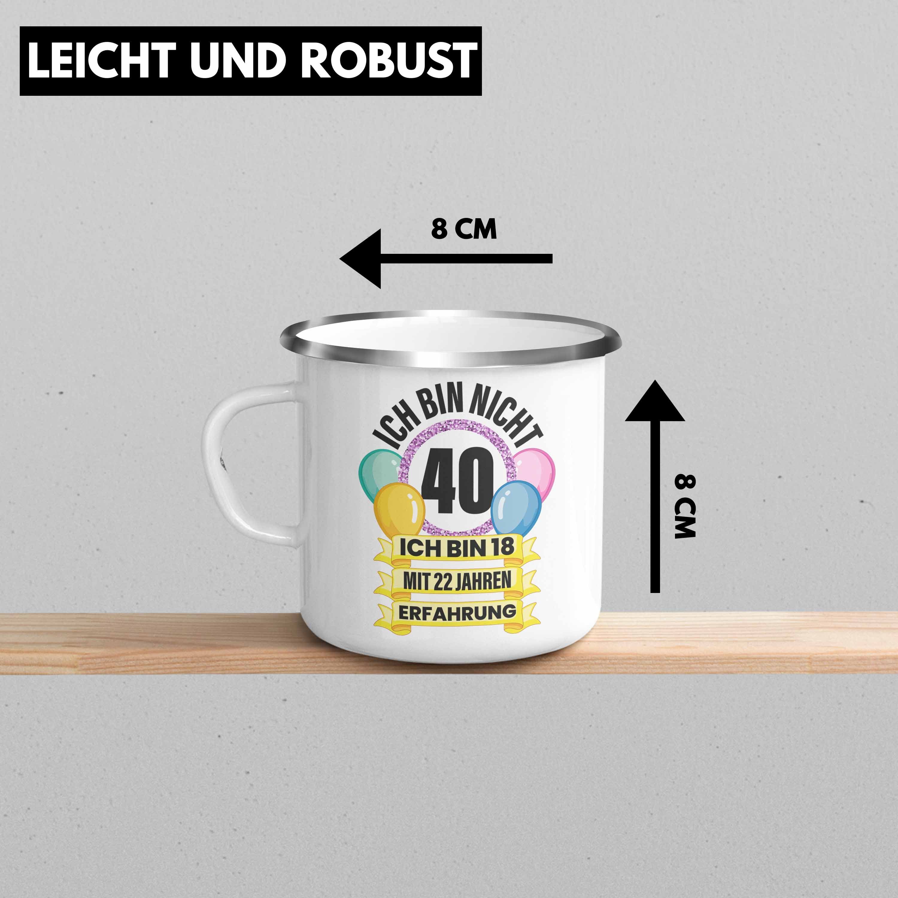 Jahre 40 40er Mann 40 Alt Lustig Emaille Frau Trendation Mutter 40. Geburtstag Silber Tasse Männer Geschenke Trendation Geschenkidee - Thermotasse Frauen Geschenk