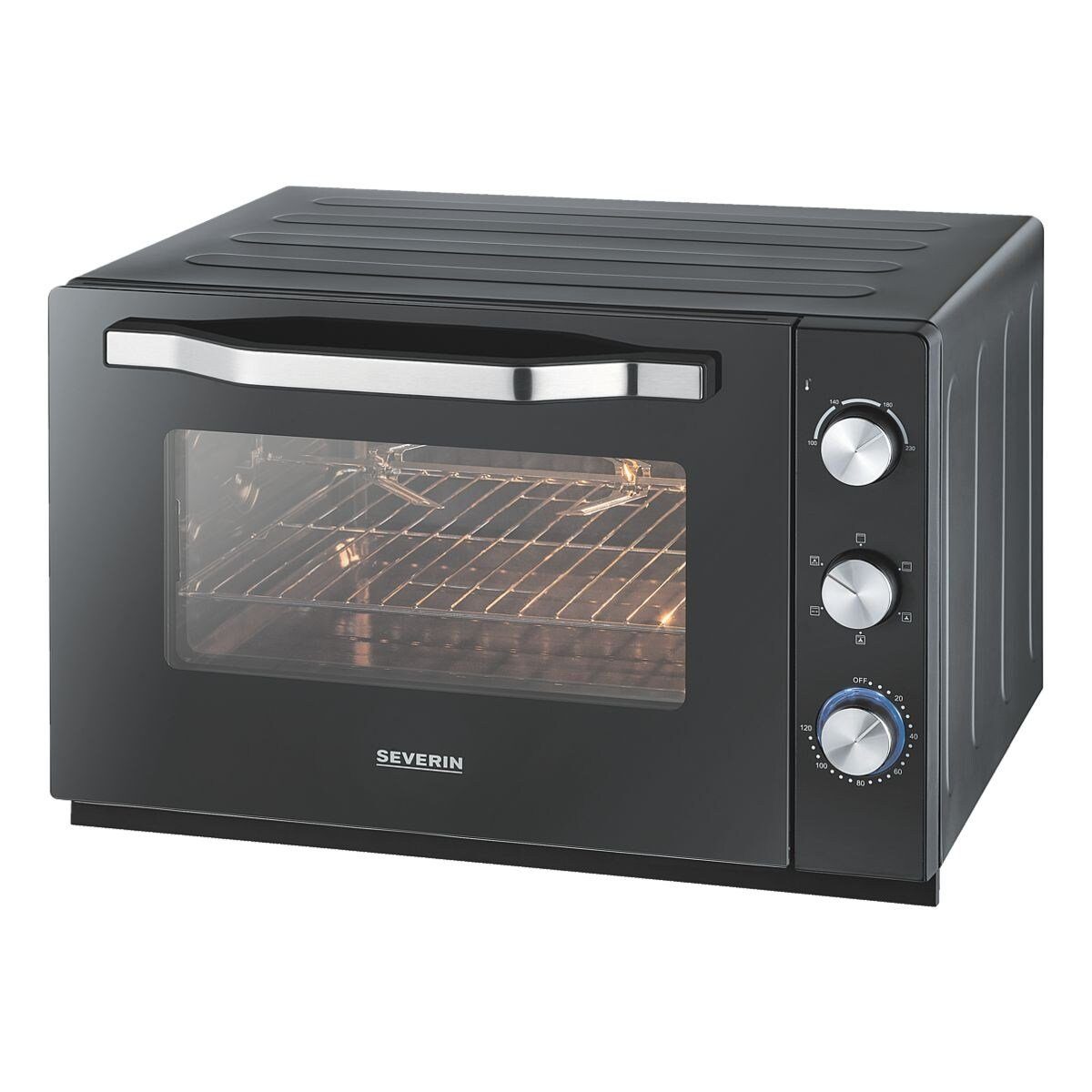 Severin 2-in-1-Toaster TO 2073, für Pizza, Kuchen, Brötchen, Pommes, Grillhähnchen etc., 2200 W, Back- / Toastofen XXL, 60 Liter, 100°C-230 °C, 2200 Watt, viel Zubehör