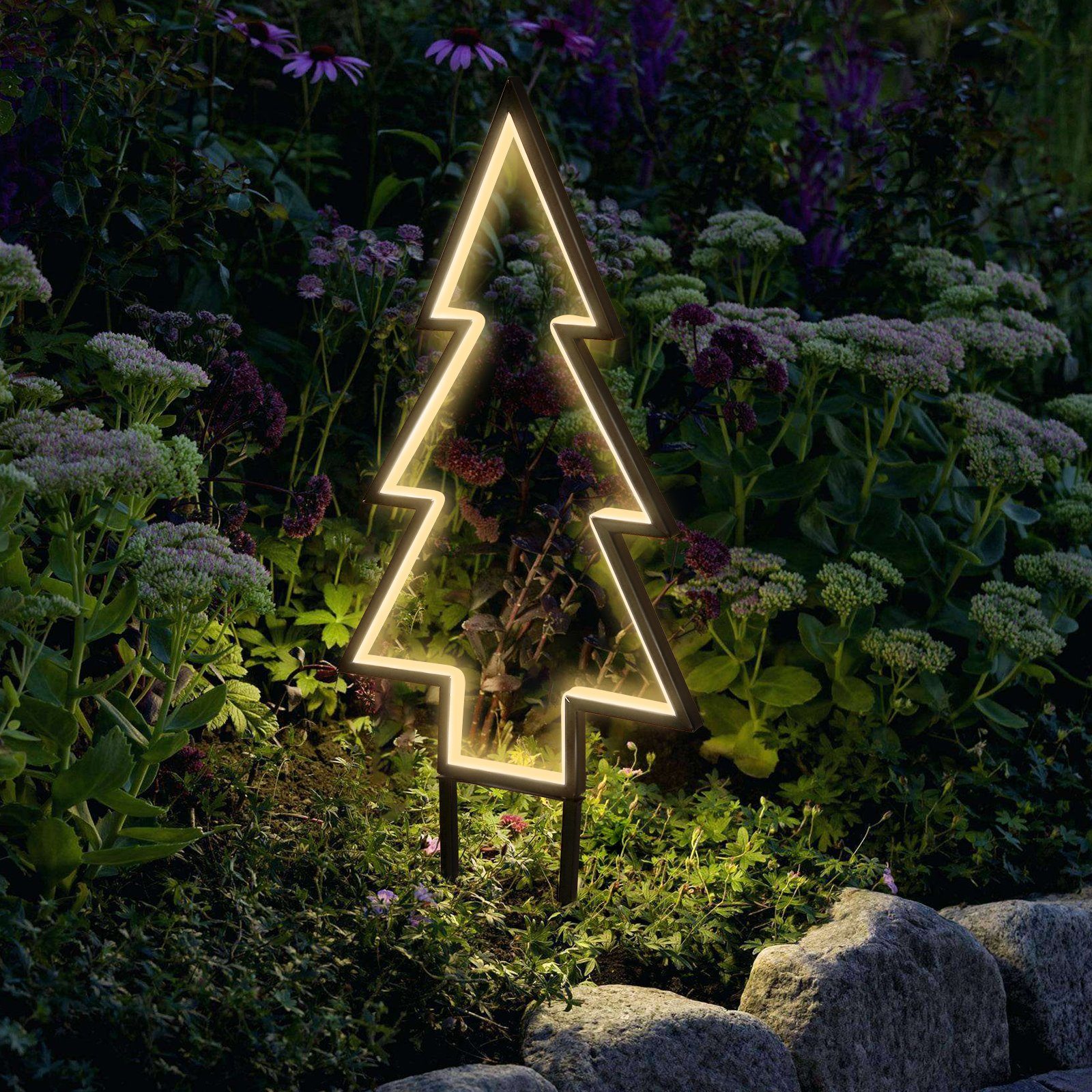 Salcar LED-Lichterkette 60cm 3D LED Tannenbaum Gartenstecker Weihnachtsbeleuchtung, 100 LED Garten Beleuchtet Christbaum mit Erdspießen Außen Warmweiß