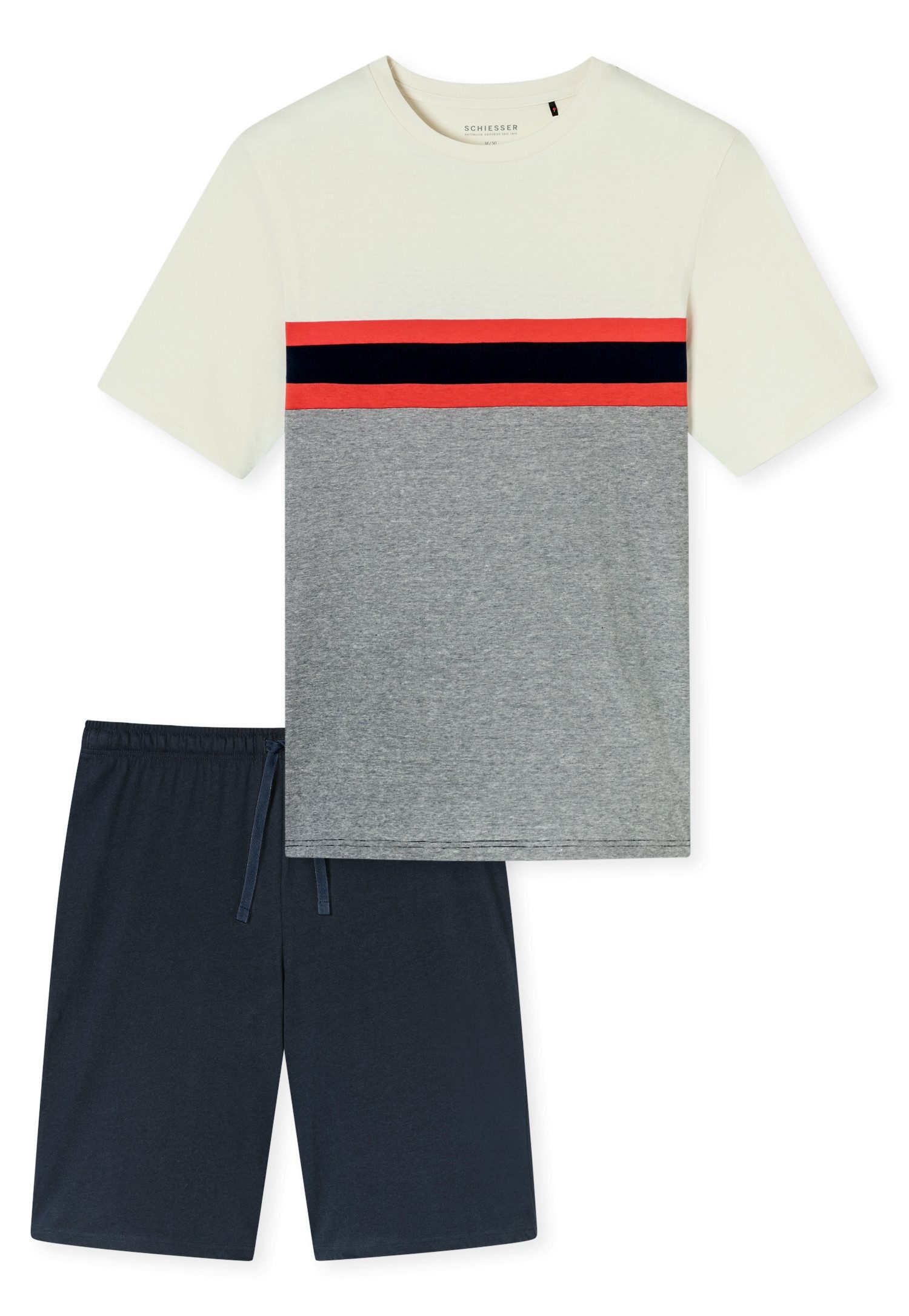Schiesser Shorty "Casual Nightwear", (2 tlg.), Shorts in Uni mit Bindeband günstig online kaufen