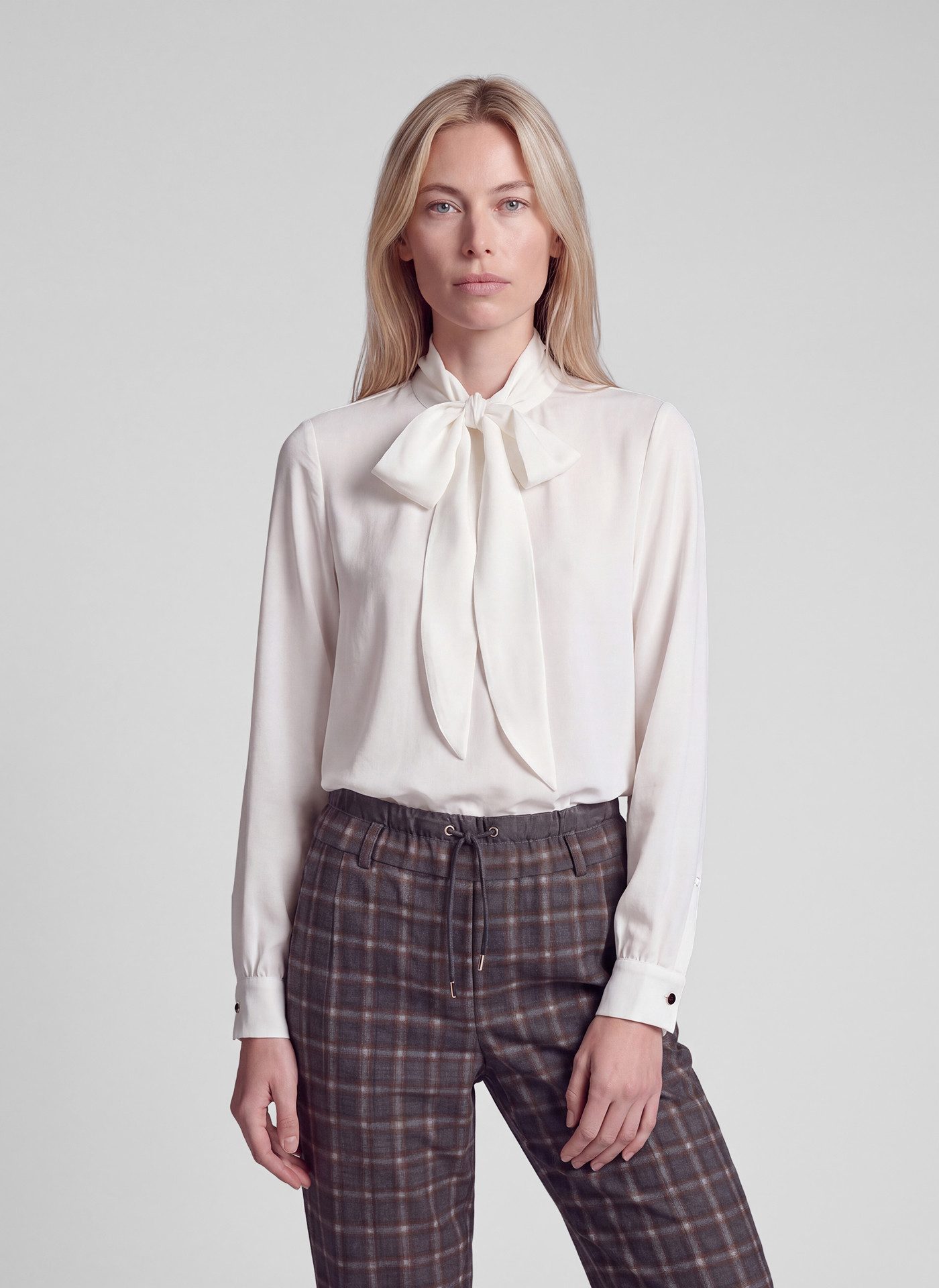 Rabe Langarmbluse Viskose-Bluse mit großer Schleife