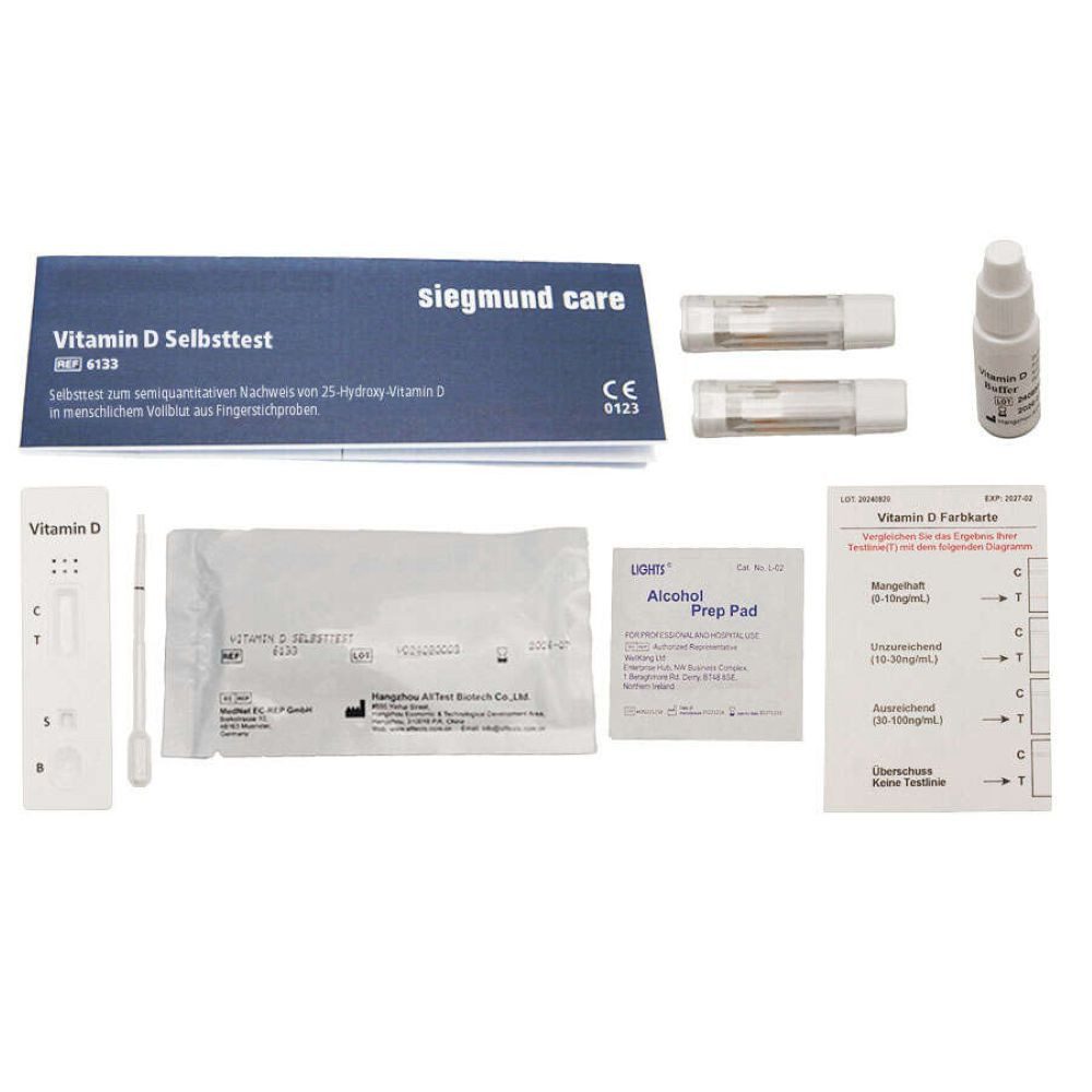 siegmund care Blutzucker-Teststreifen Vitamin D Selbsttest, Genauigkeit 94,4 %, 1-tlg., Dauer des Tests: 10 Minuten