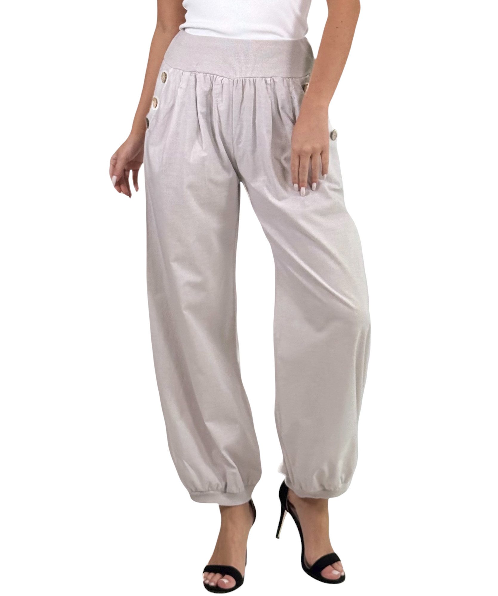Mississhop Haremshose Damen Baumwolle Aladinhose Unifarbe Hose Sommerhose M.297