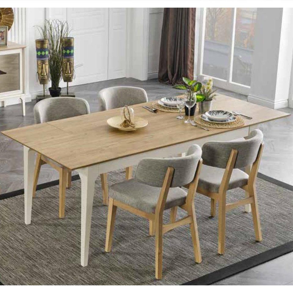 JVmoebel Essgruppe, Komplett Set Esstisch 4x Stühle Esszimmer Set Ess Gruppe Holz Tisch