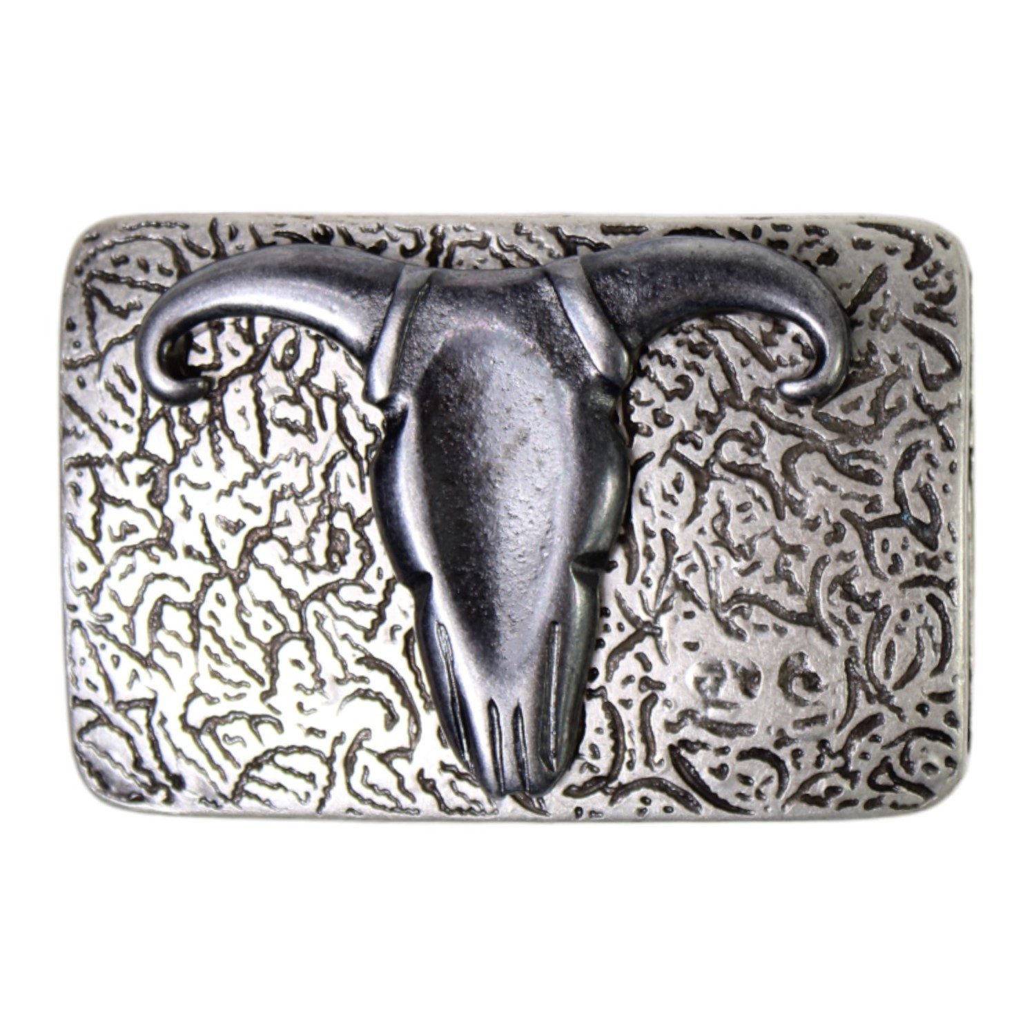 FRONHOFER Ремниschnalle 18067 (1-St) Büffelkopf Ремниschnalle silber schwarz 4cm Longhorn Westernschnalle