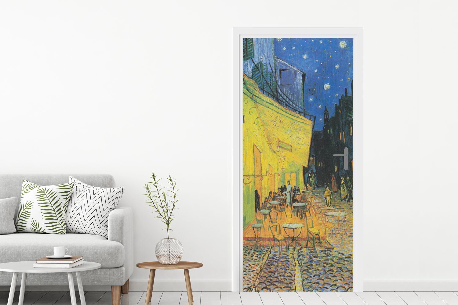 für Türtapete St), cm bei - MuchoWow bedruckt, van Nacht Caféterrasse Vincent Gogh, Türaufkleber, 75x205 (1 Fototapete Matt, Tür,