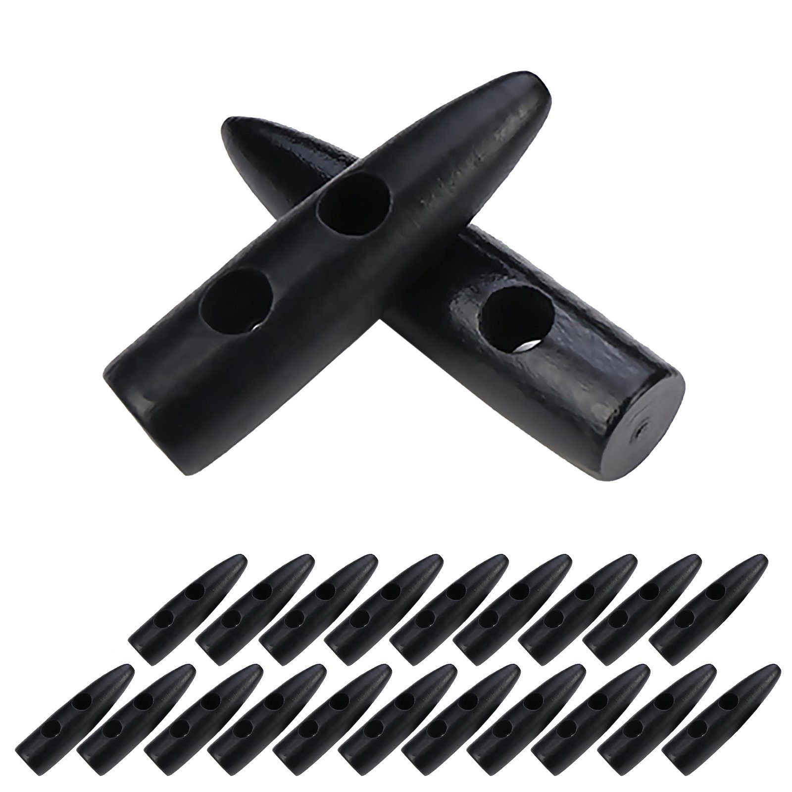 maDDma Knopf 20 x Knebelknopf Holz Triangle, 50 mm schwarz