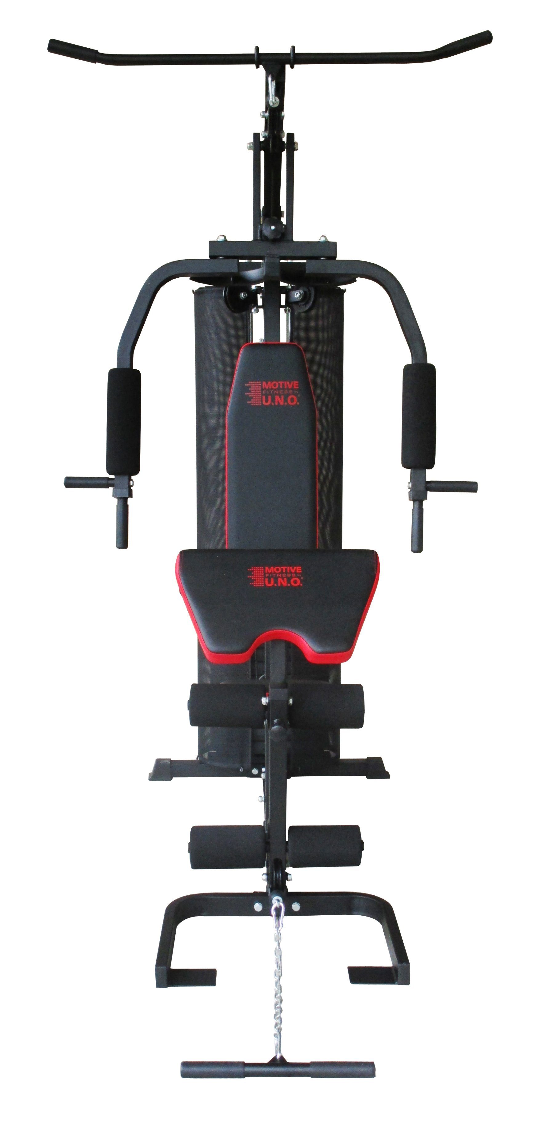 MOTIVE FITNESS by U.N.O. Kraftstation Multi-Gym Smart, 10 Gewichtsblöcke (Seilzug, Butterflystange, Latzug, Ruderfunktion und mehr), max. Benutzergewicht 120 kg, max. Trainingsgewicht 45,8 kg
