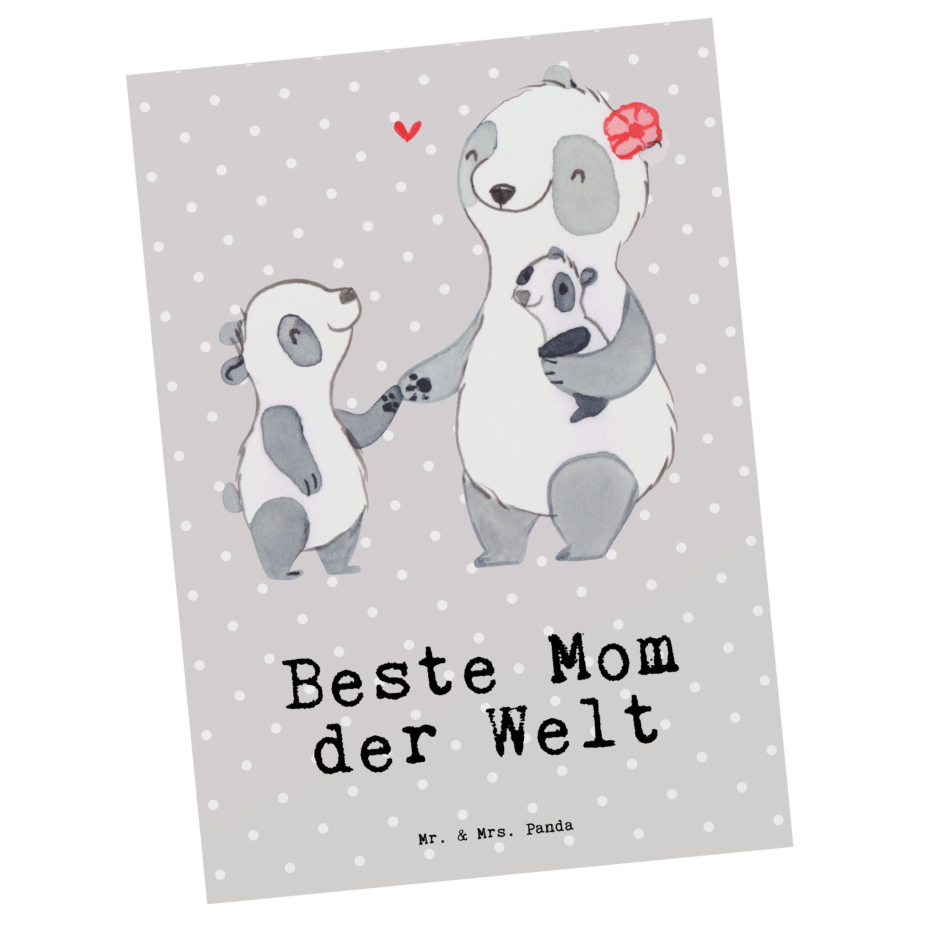 & Gesc Mom - Karte, Mr. Welt Panda Beste Sohn, Mrs. - der Panda Geschenk, Postkarte Grau Pastell