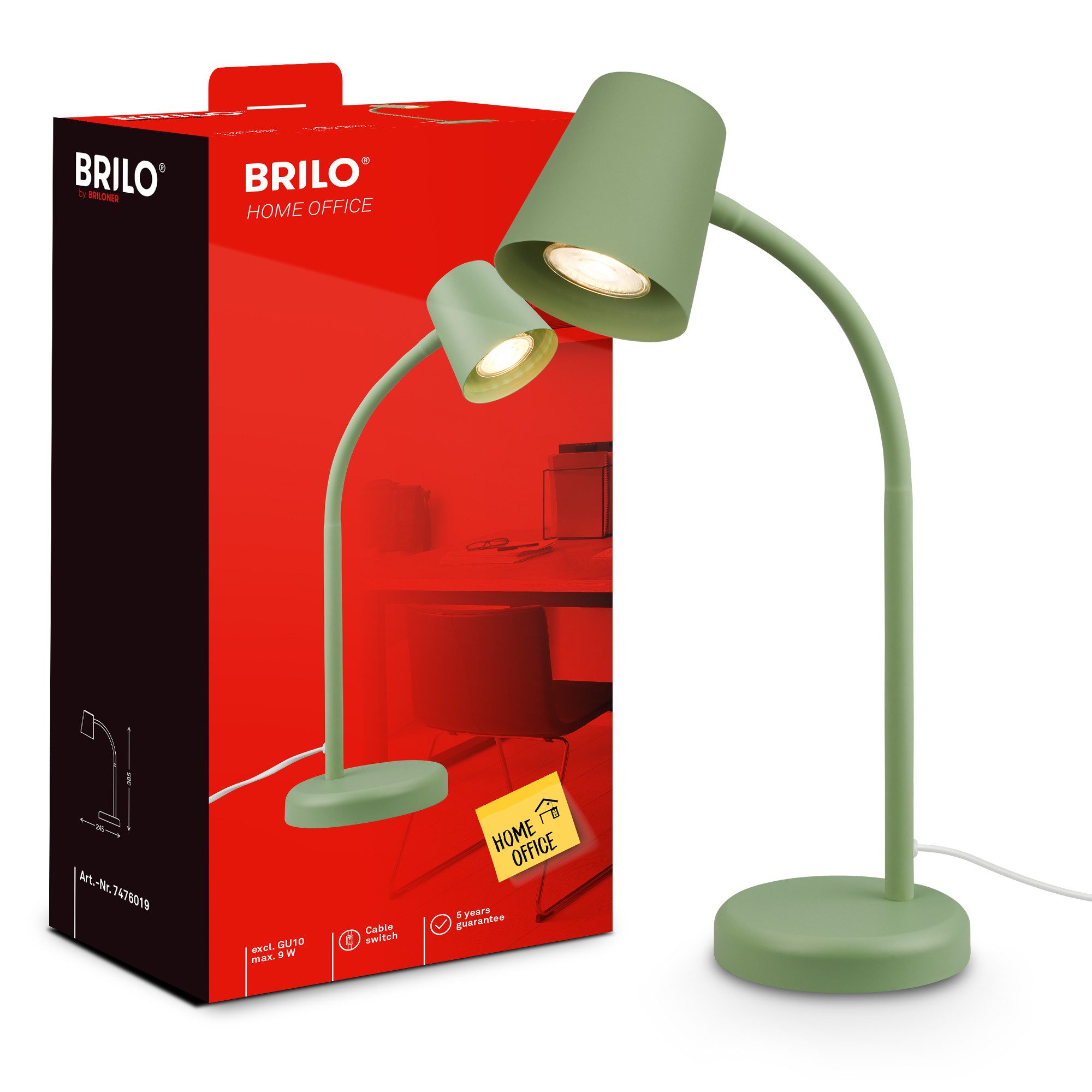 Briloner Leuchten Tischleuchte LED Tischlampe Bürolampe Homeoffice Schreibtischlampe Kinderzimmer, ohne Leuchtmittel, 2700K - Extra - Warmweiß