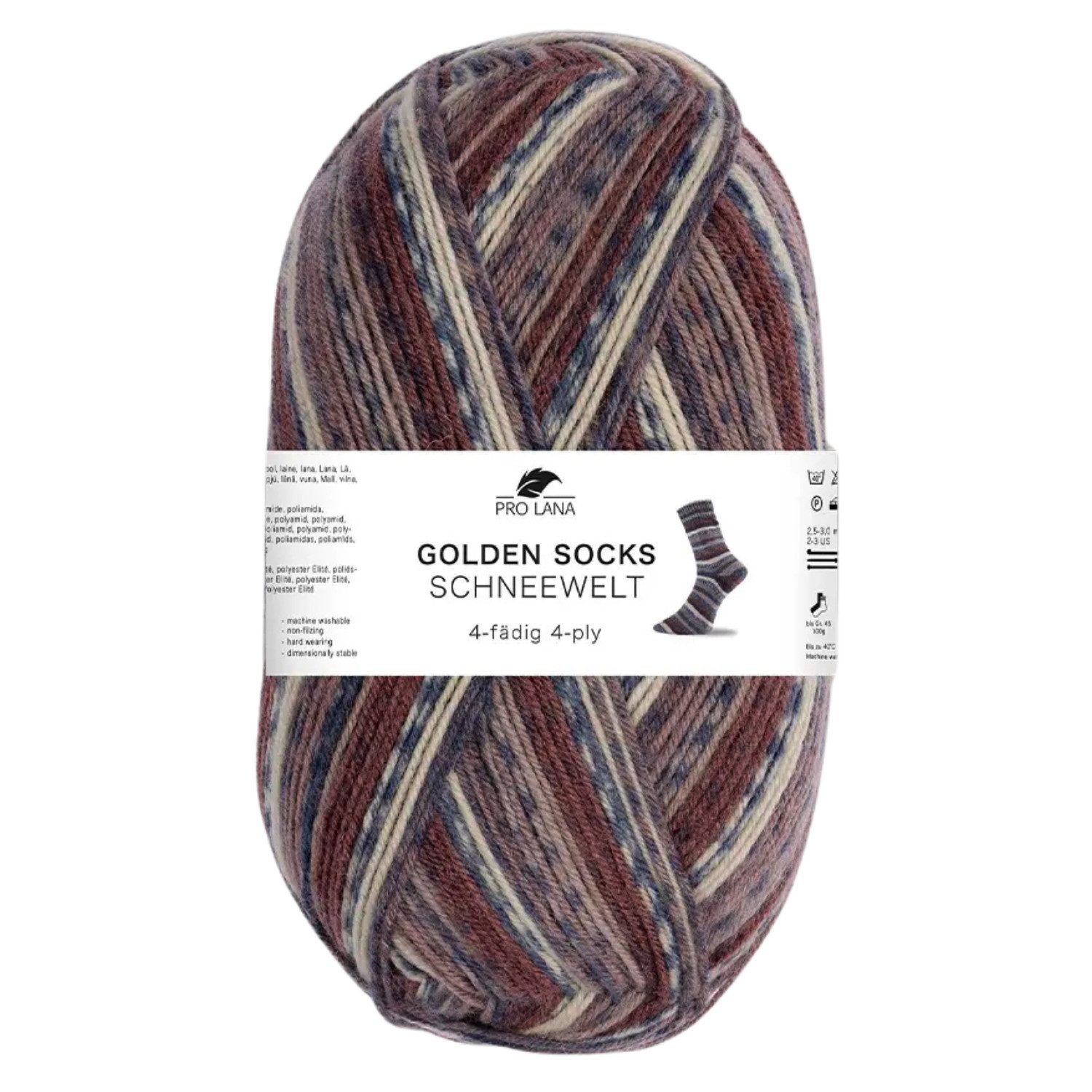 Pro Lana Golden Socks SCHNEEWELT Häkelwolle, 420 m (4-fach Sockenwolle für kreative Winterideen), 100 g