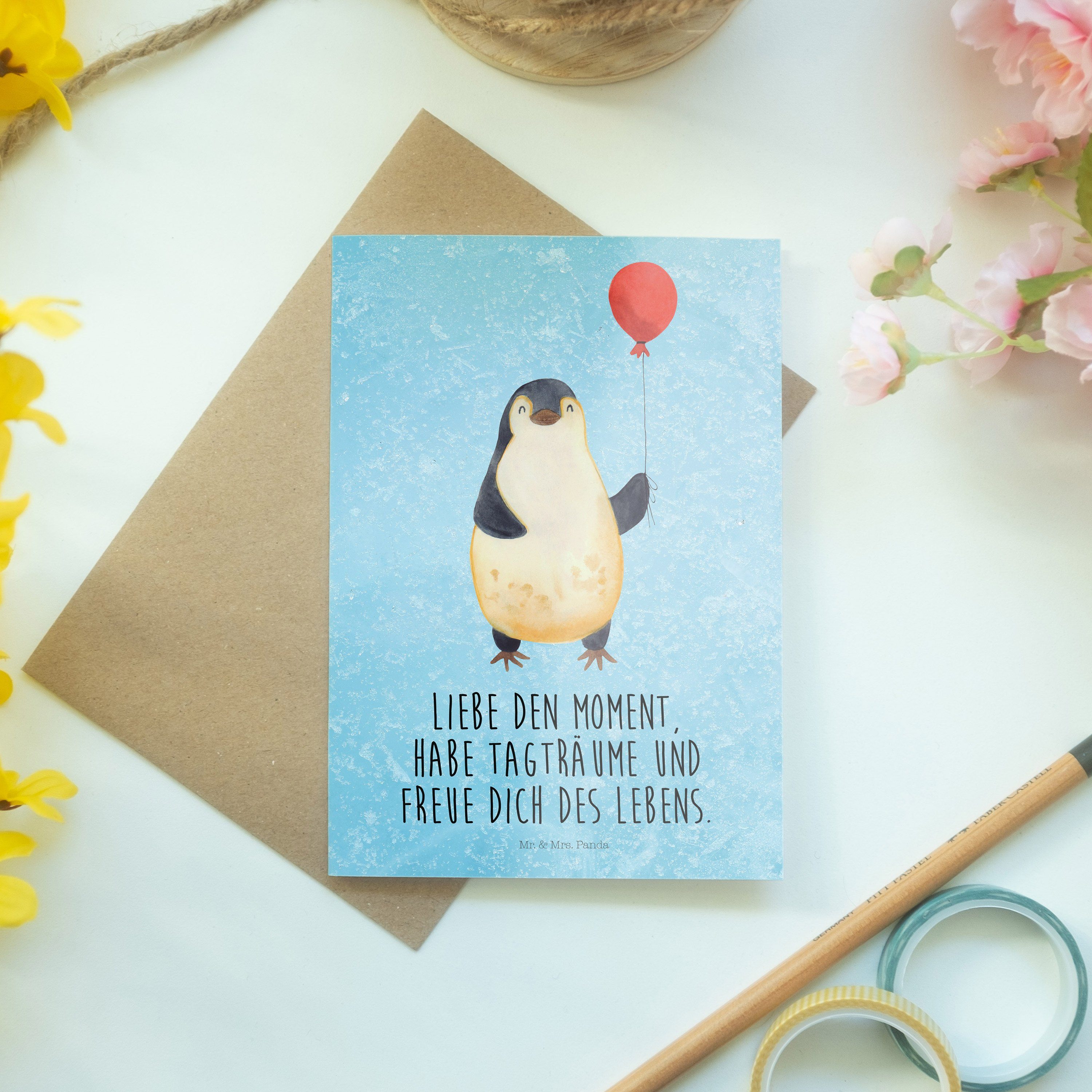 - Gebur Luftballon Panda Mr. Geschenk, Eisblau Mrs. Jahrmarkt, Motivation, Grußkarte Pinguin - &