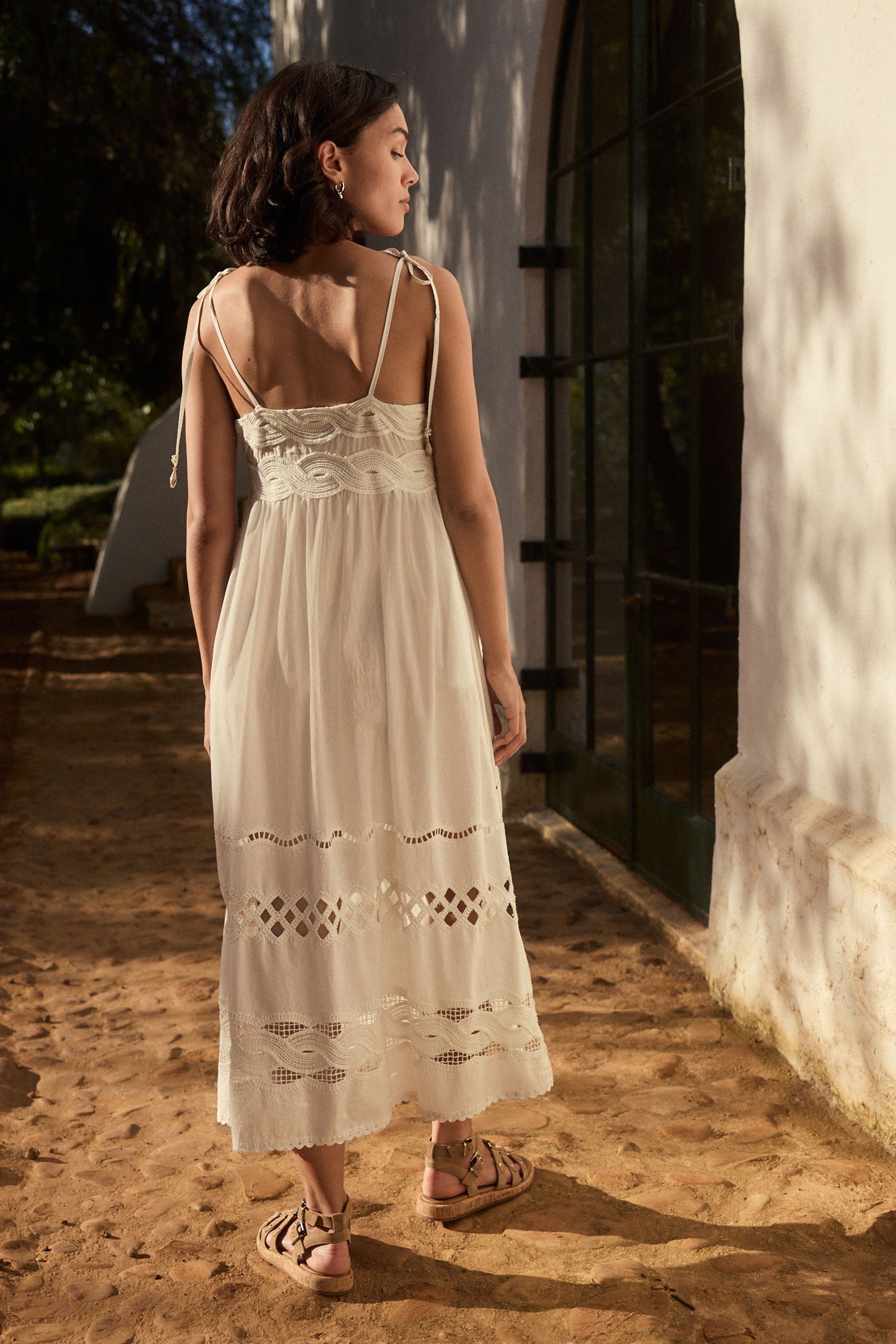 Next Midikleid Strukturiertes Bandeau-Midikleid aus Baumwolle günstig online kaufen