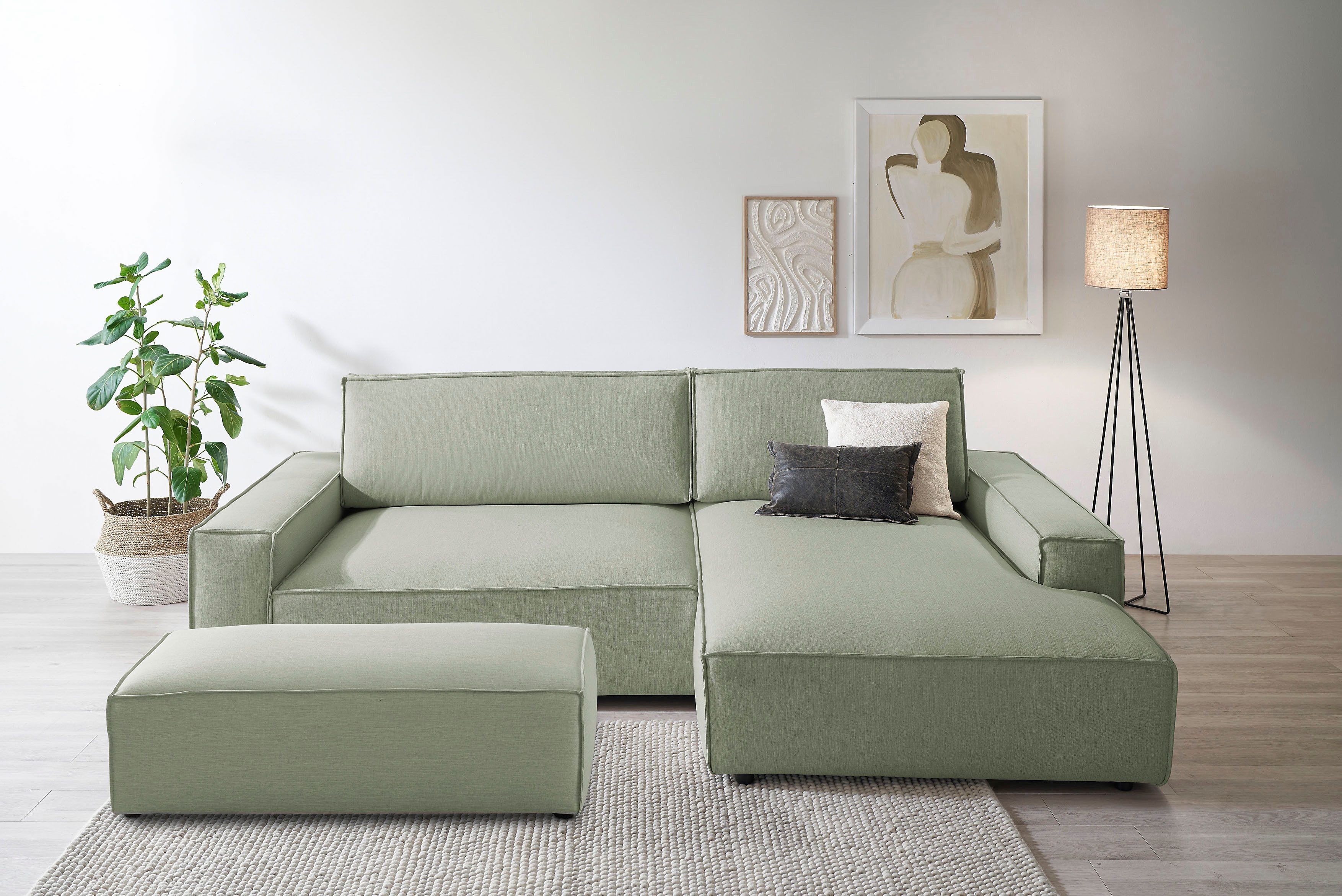 OTTO home Polsterecke SHERWOOD XXL tief, L-Form, Schlaffunktion, Bigsofa, Cord, Leinenoptik, Set 2 Teile, stellbar zum Schlafsofa (Krokodilverbinder), Cord, Leinenoptik