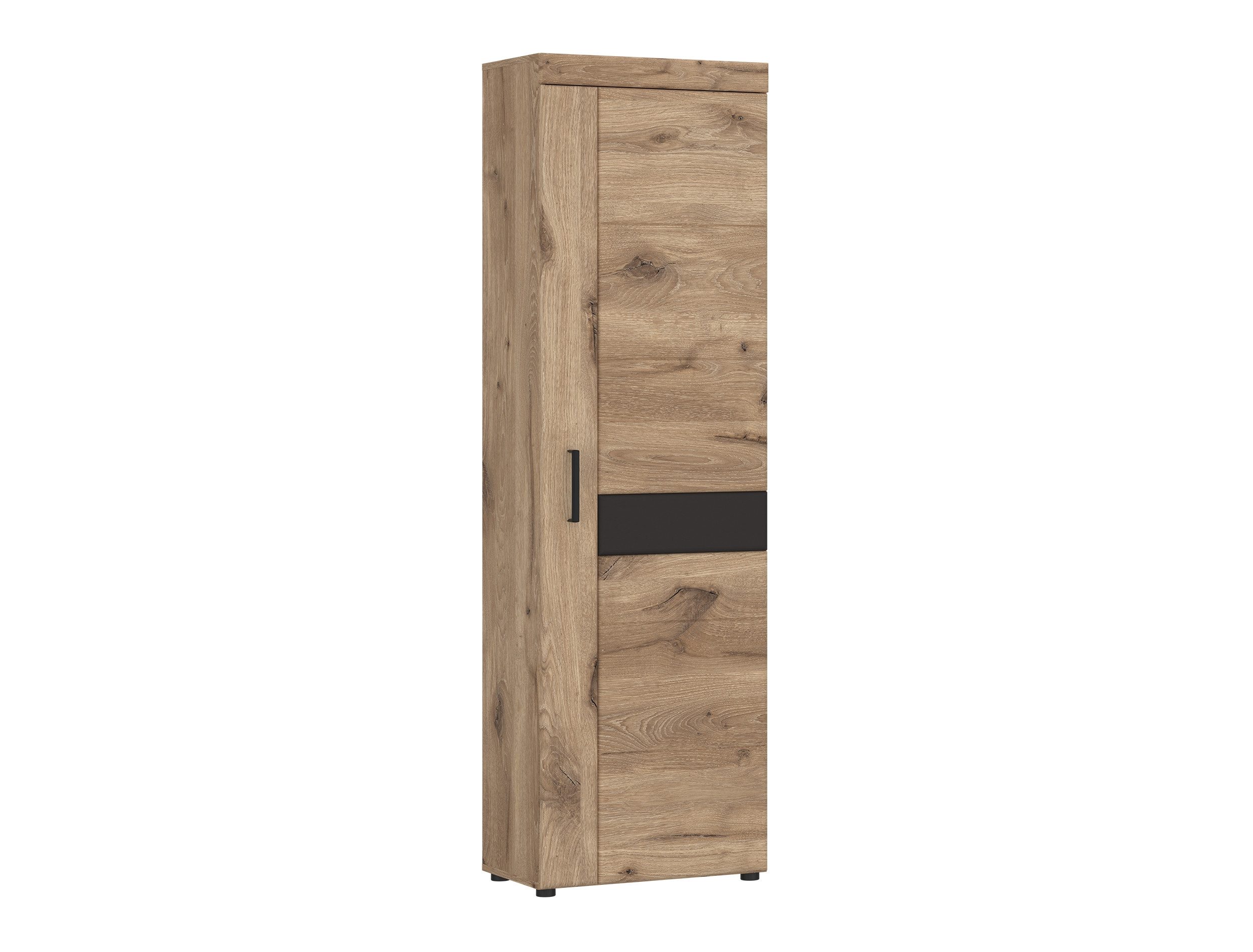 freiraum Garderobenschrank GRANO 4 Böden, 1 Stange, Viking Eiche Dekor / Kosmos Grau - 58x195x38 BxHxT