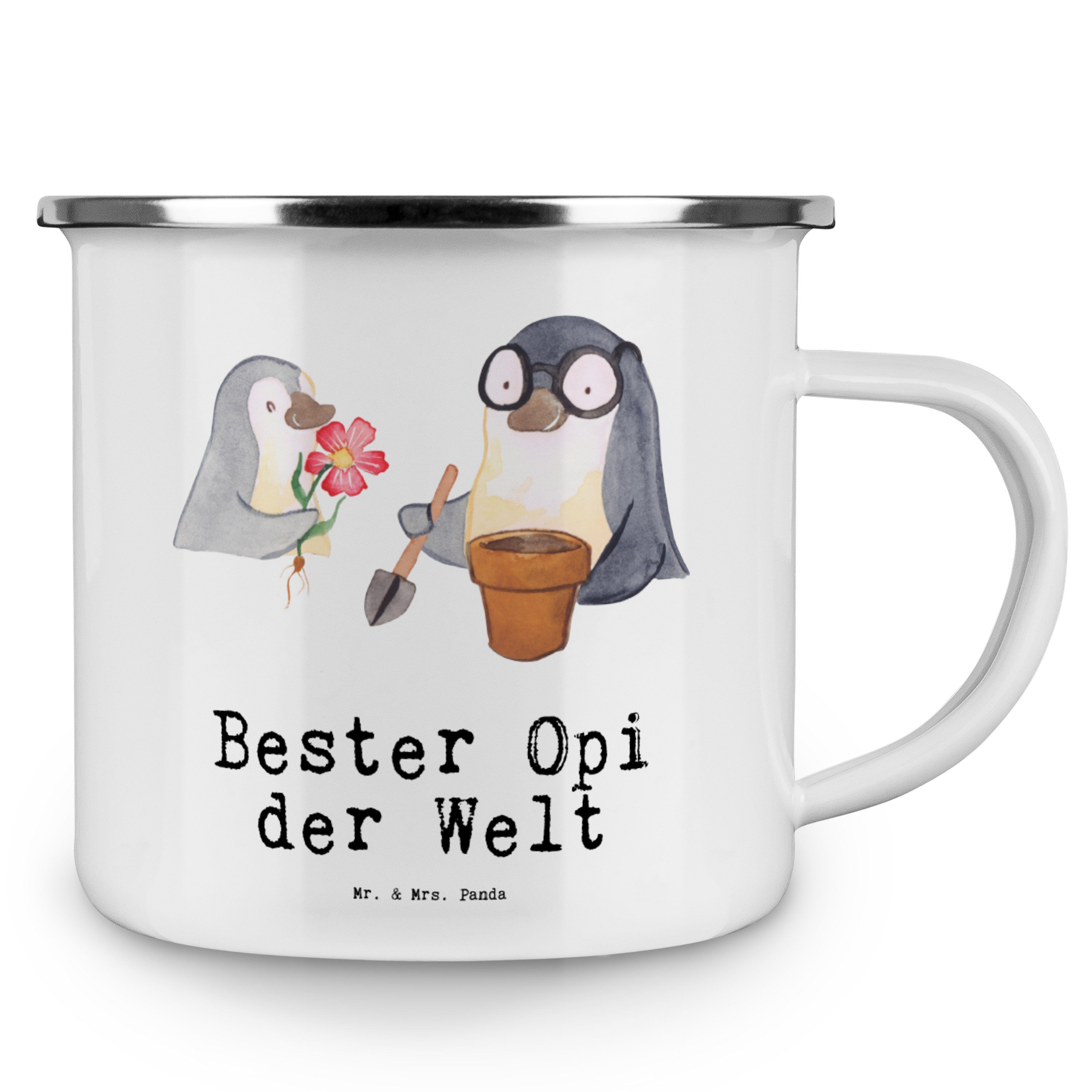 Freude Weiß der Bester Welt & Geburts, - Mrs. - Mr. Panda Becher Pinguin Geschenk, Opi machen, Emaille