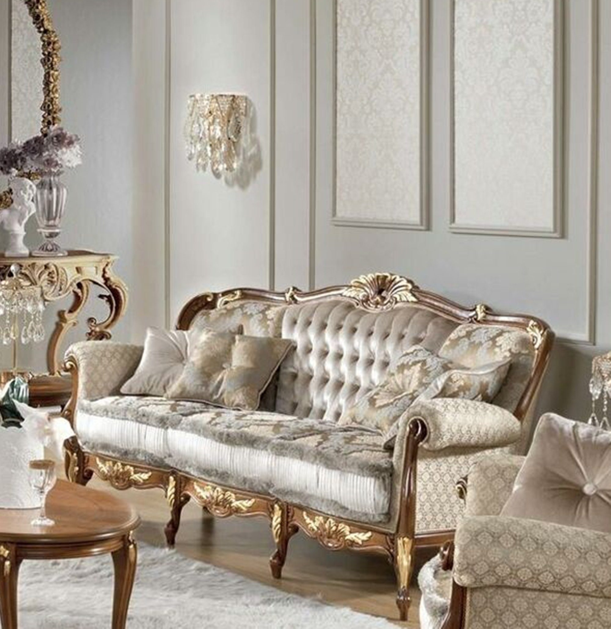 JVmoebel Sofa Klassischer Barock Dreisitzer Luxus 3-er Couch Luxus Möbel Brandneu, Made in Europe