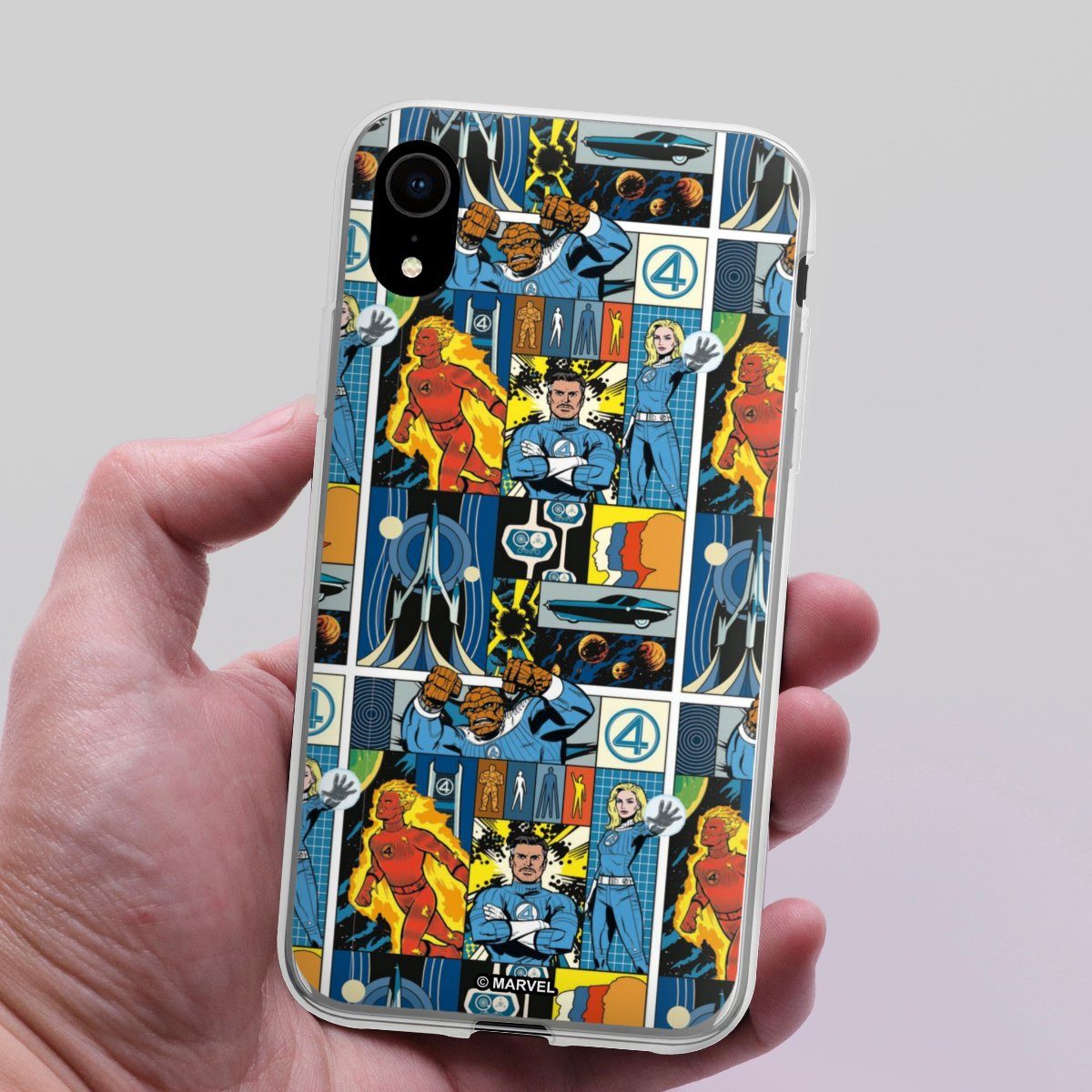 DeinDesign Handyhülle Marvel The Fantastic Four Offizielles Lizenzprodukt, Apple iPhone Xr Silikon Hülle Bumper Case Handy Schutzhülle