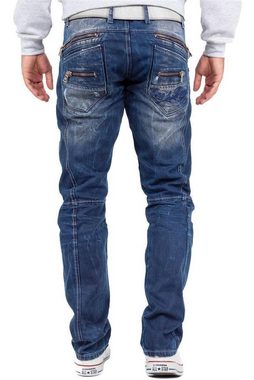 Cipo & Baxx 5-Pocket-Jeans Hose BA-C0768 W33/L30 (1-tlg) mit Destroyed Effekten und Zippern