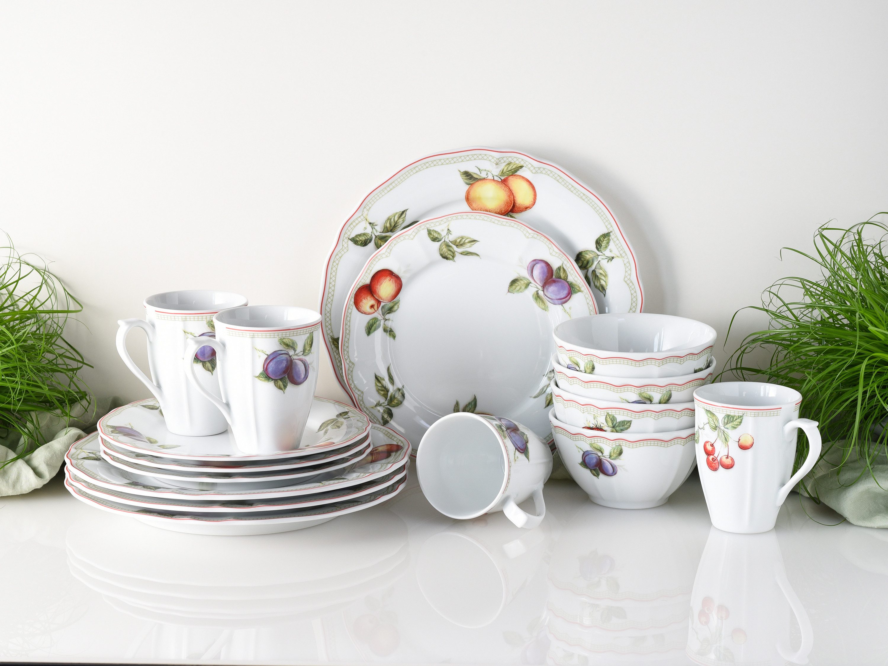 CreaTable Kombiservice Flora Orchard (16-tlg), 4 Personen, Porzellan