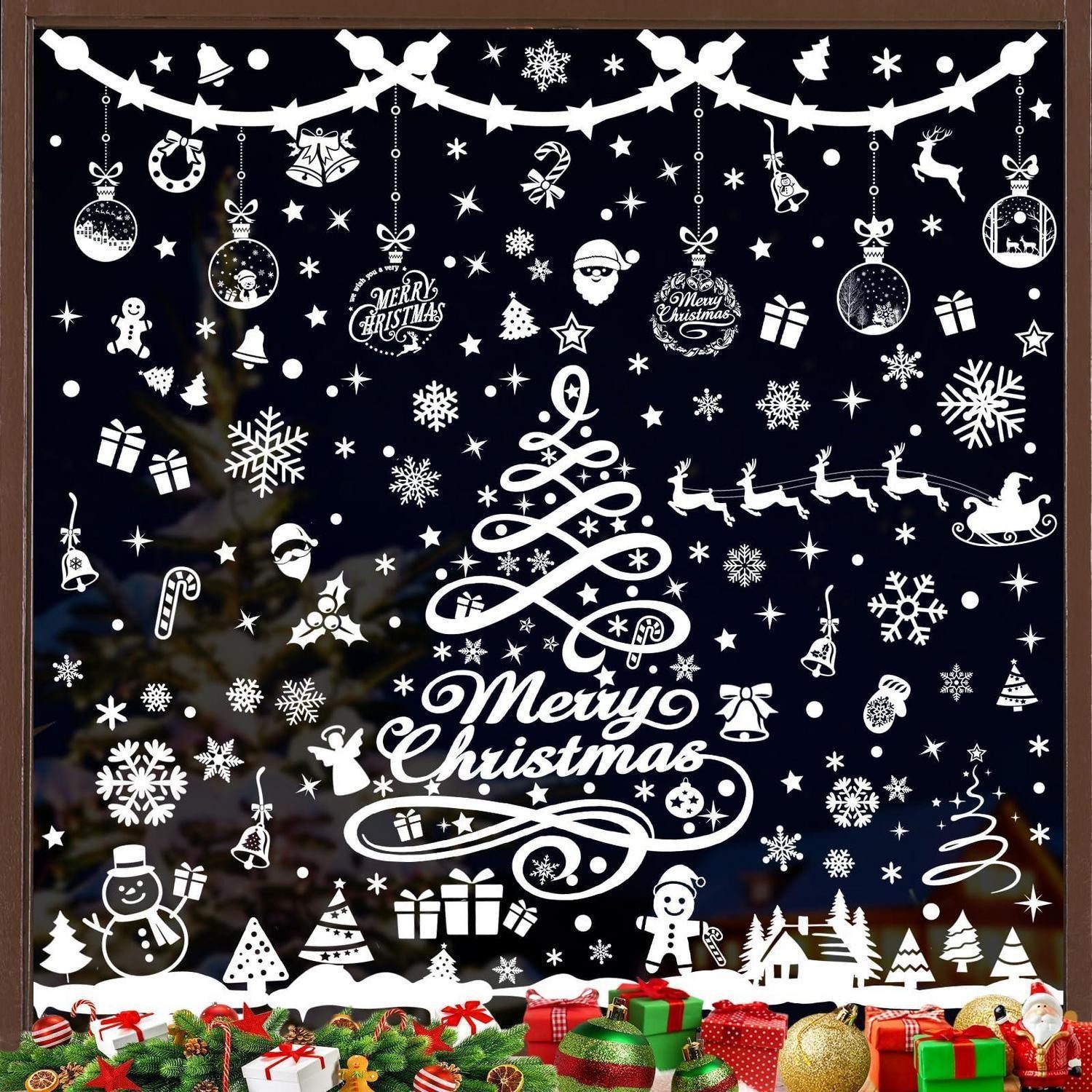 LuxusKollektion Fensterbild Fensterbilder Weihnachten Schneeflocken 351PCS Wiederverwendbar