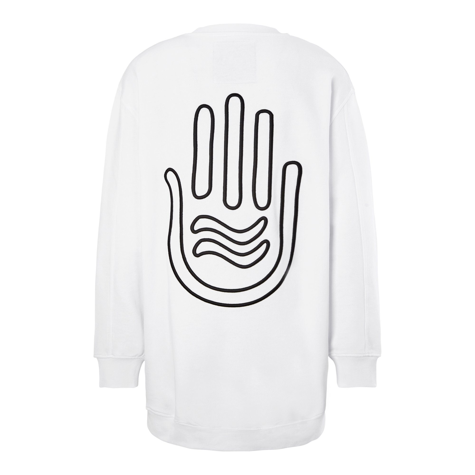 SeaYA Sweatshirt lang Stickerei Sweatshirt Biobaumwolle weiß