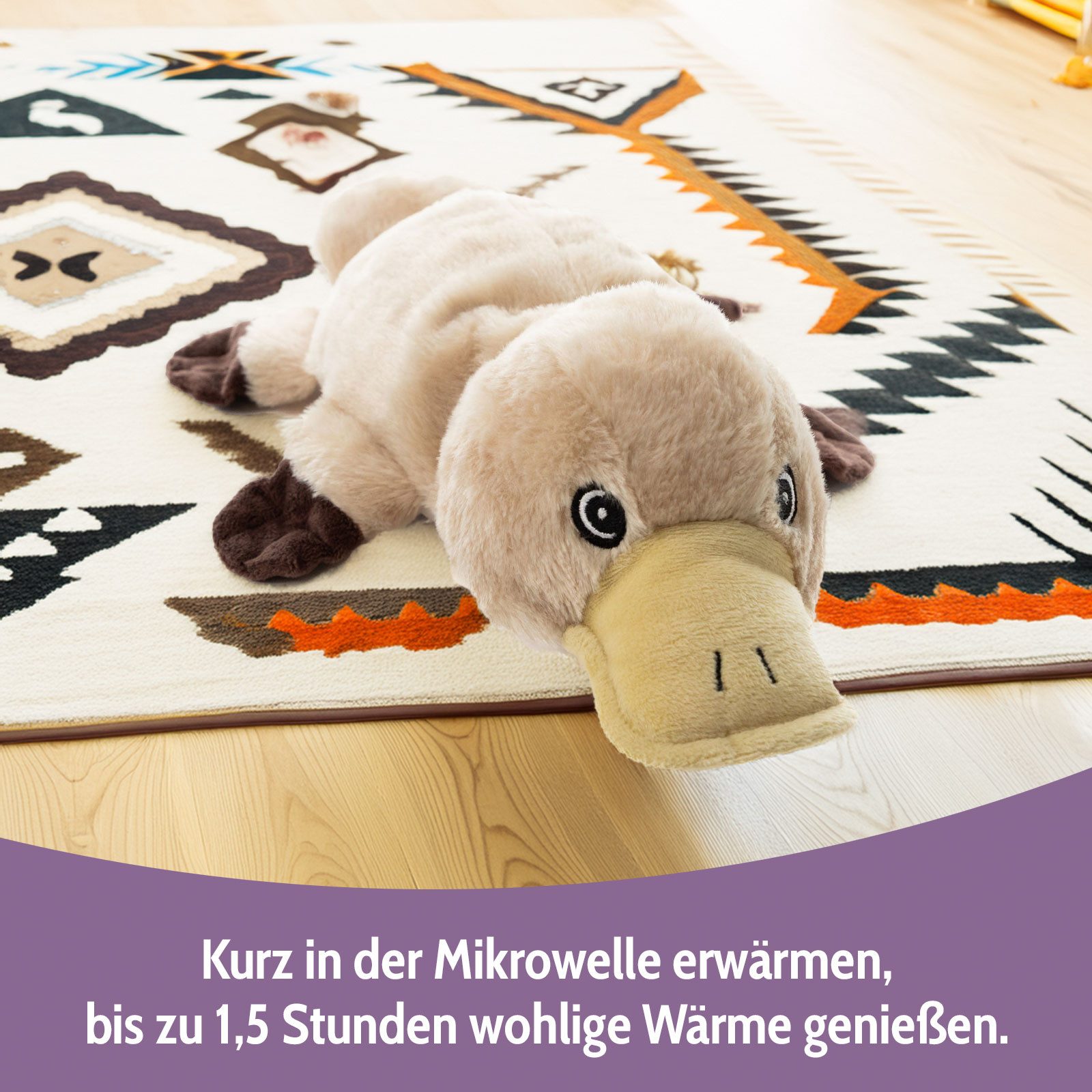 Habibi Plush Wärmekissen Habibi Premium Wärmetier Stofftier 1964 Schnabeltier hellbraun