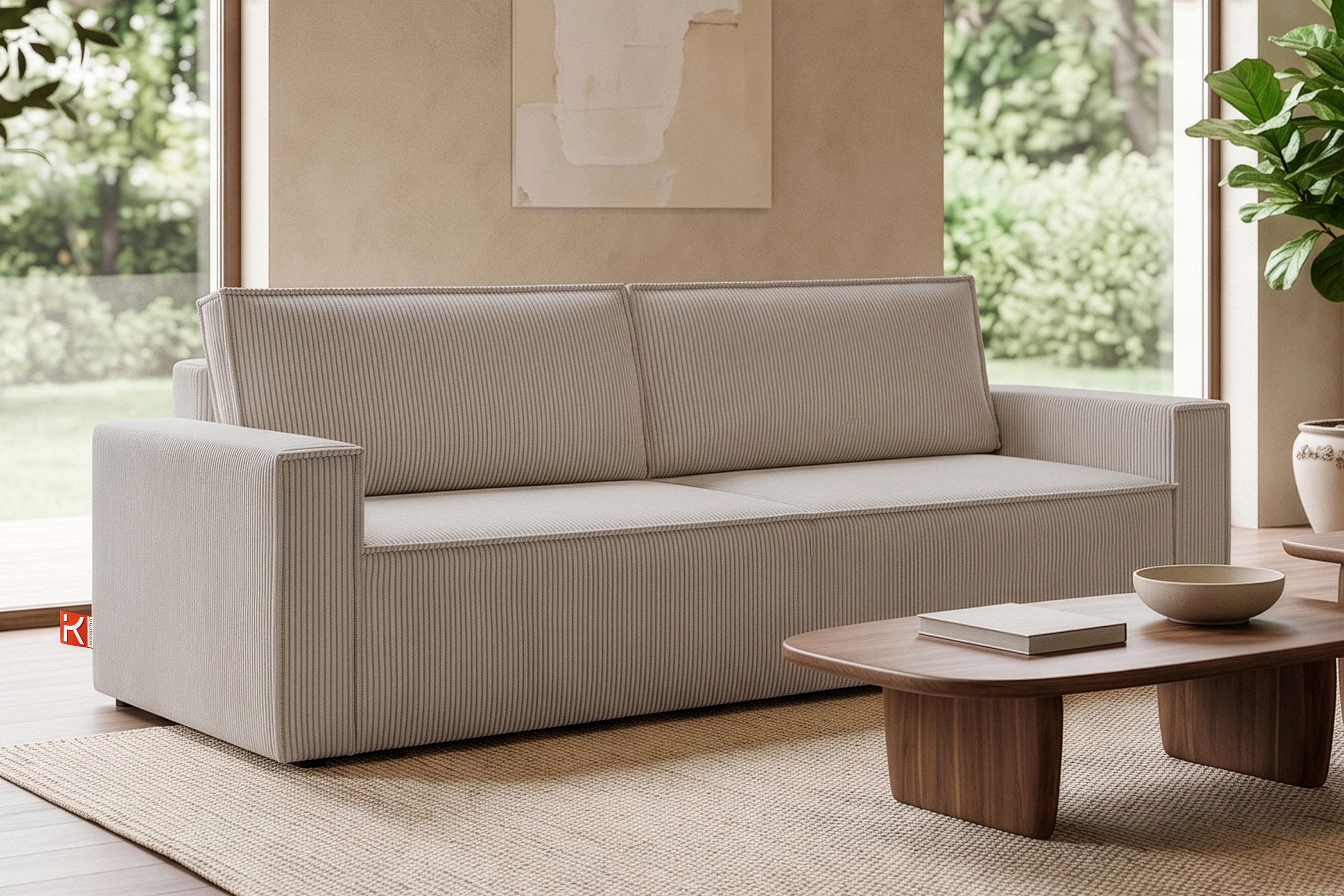 KONSIMO® 3-Sitzer NAPI Sofa mit Schlaffunktion & massivem Gestell, hergestellt in der EU, Couch für Dauerschläfer, mit Wellenunterfederung, Großer Bettkasten